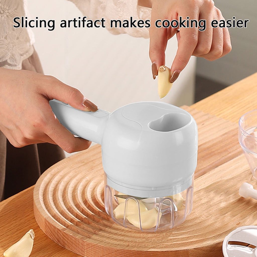 3 in 1 Portable Vegetable Cutter Set Mini Garlic Masher Food Processor for Peppers Celery Ginger Meat with Whisk Hand... - Image 6