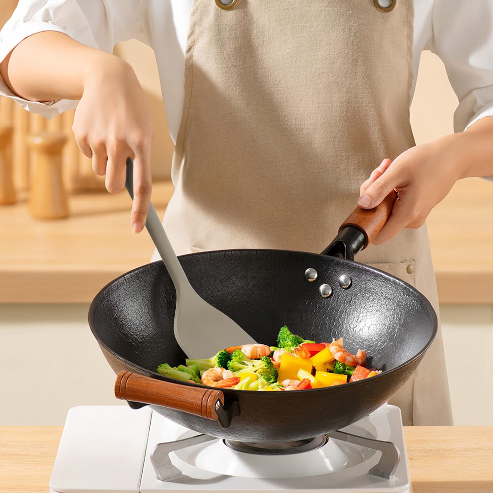 Silicone Kitchen Cooking Utensils Set, Heat Resistant 13inch Long Kitchen Gadgets, BPA Free Non Stick Rubber Cook Accessories For Food Prep, - Image 3