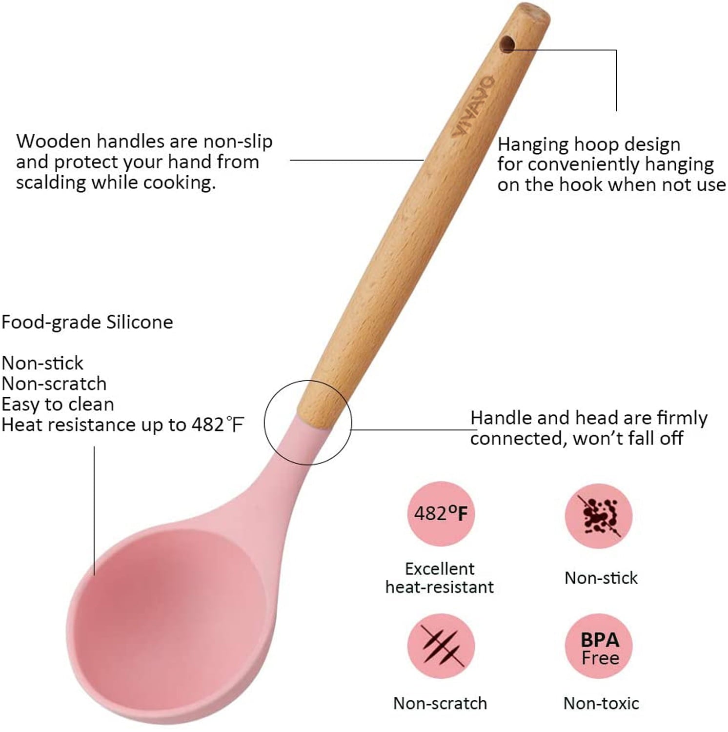 Silicone Cooking Utensil Kitchen Utensils Set, 12 Pieces Silicone Kitchen Utensil Wooden Handles, Kitchen Spatula Set... - Image 6