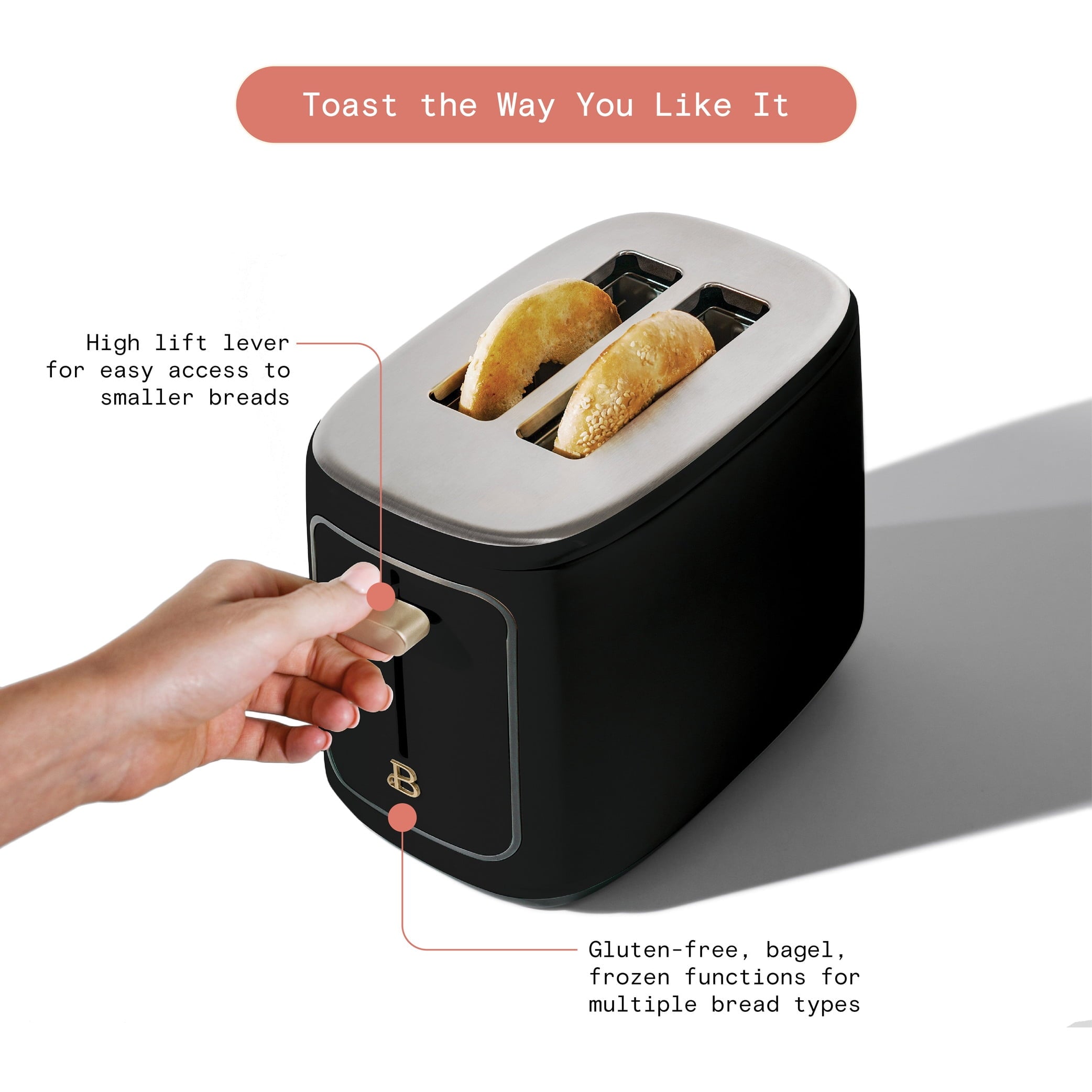 2 Slice Toaster with Touch-Activated Display, Black Sesame - Image 6