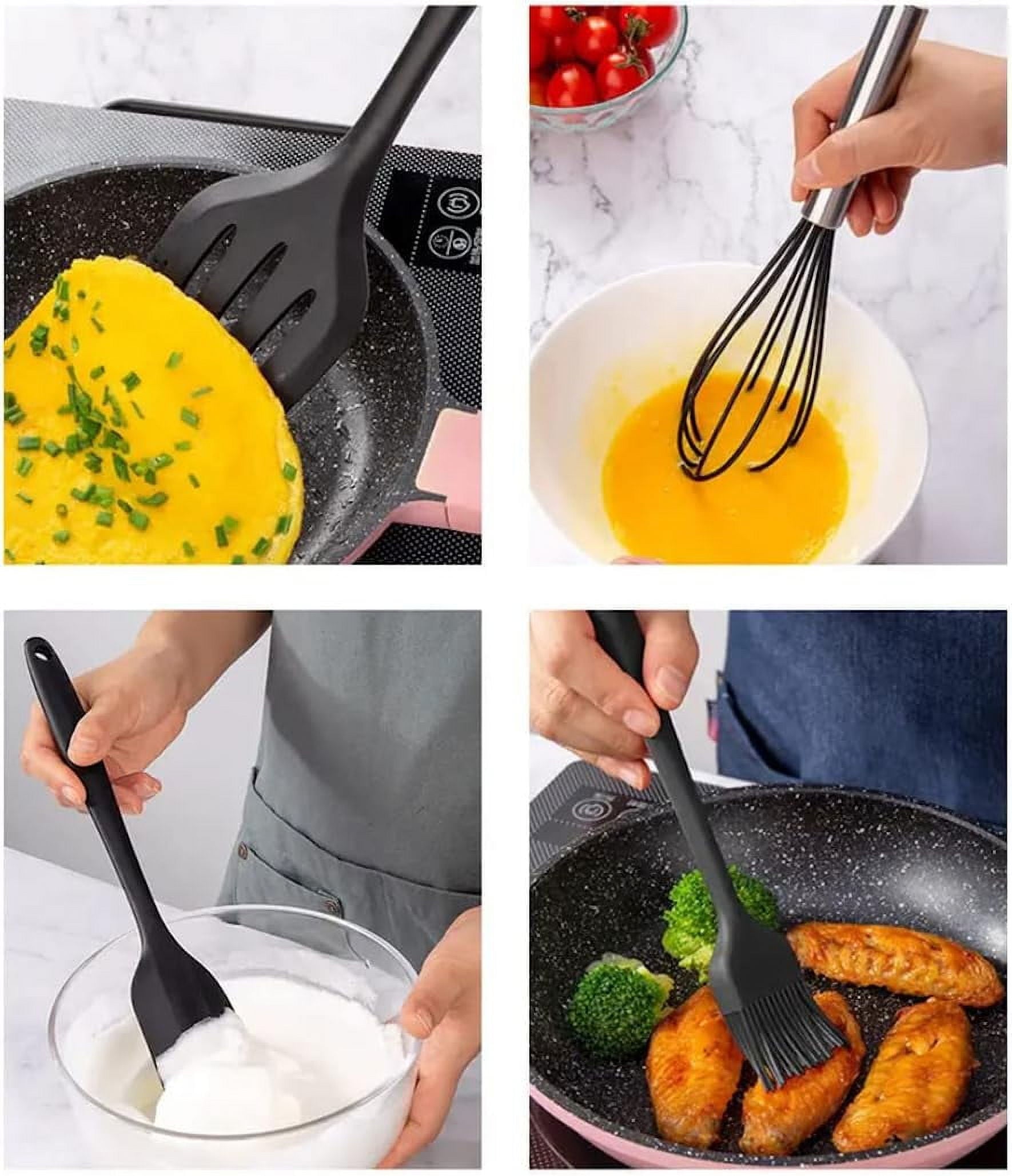 5Pcs/Set Silicone Kitchen Utensil Set - Heat Resistant Spatulas, Whisk, Brush,Scraper -Cooking Tools - Image 3