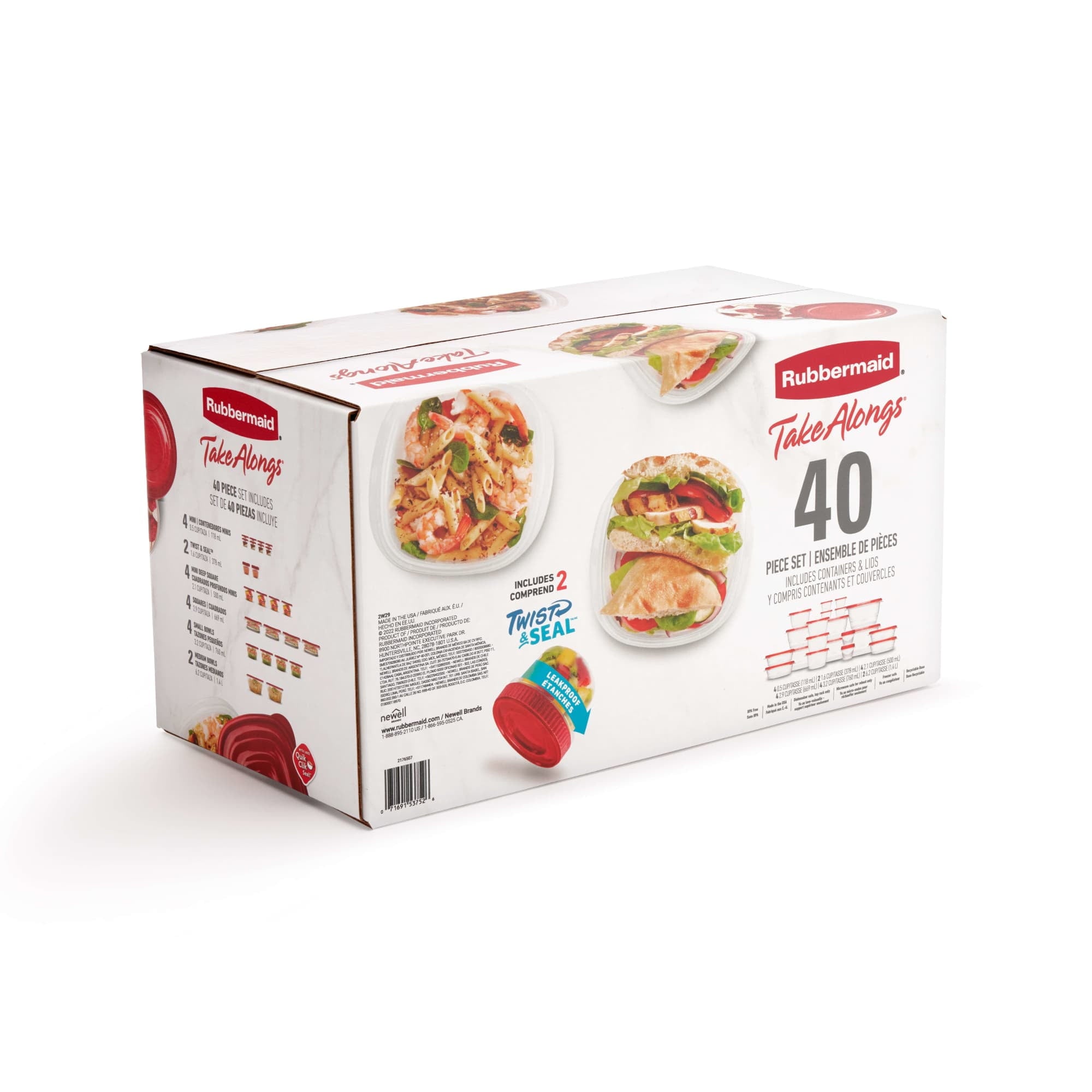 Rubbermaid TakeAlongs 40 Piece Food Storage Set, Red, Total of 12.6 Qts - Image 5
