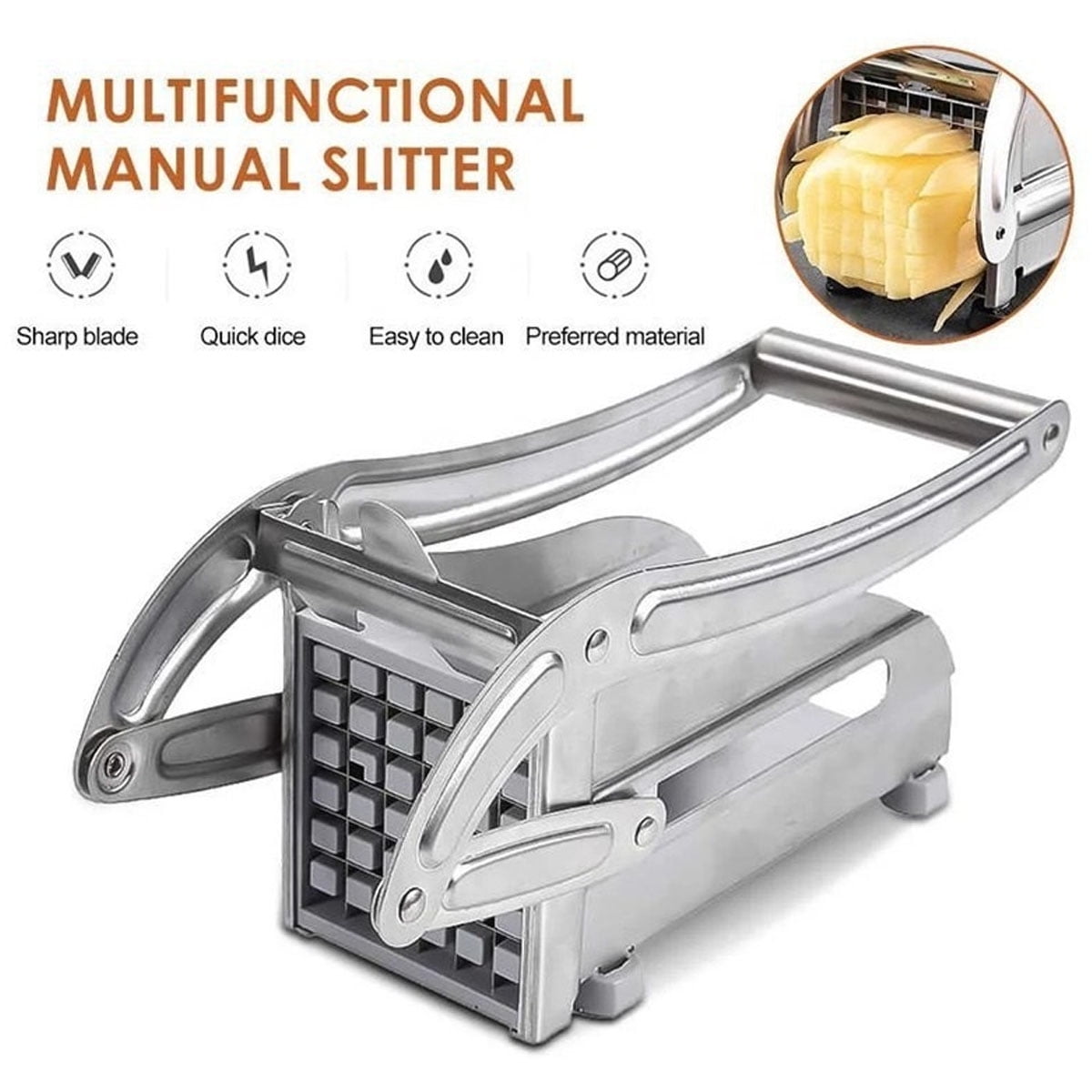 Heavy Duty French Fry Cutter with 2 Stainless Steel Blades, Potato Slicer for Homemade Fries, Professional Potato Pre... - Image 2