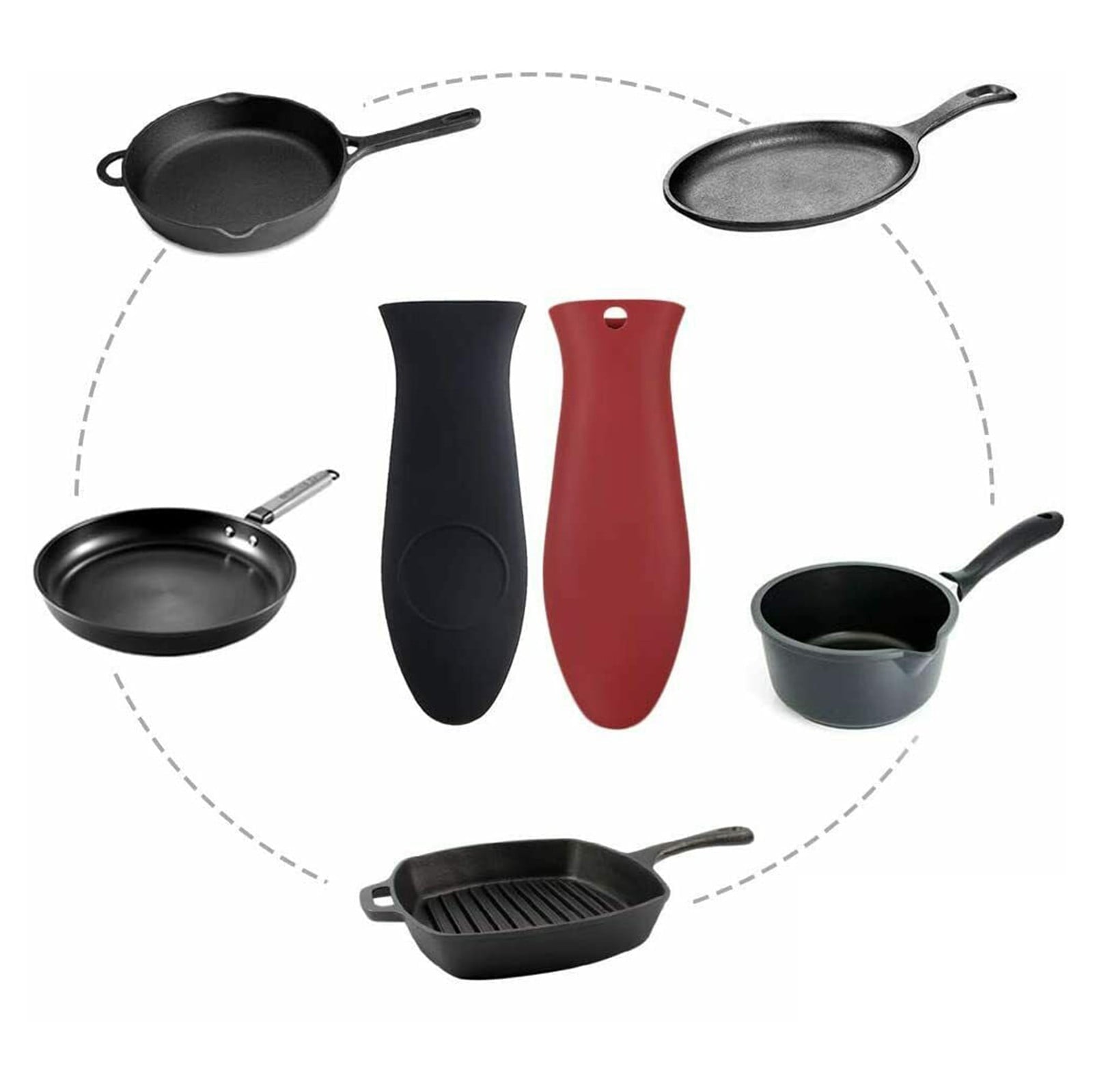 Pizza Cutter,Kitchen Heat Silicone Hot Handle Holder Sets Pan Handle Cover Grip Cooking Utensils Handle Cover - Image 5