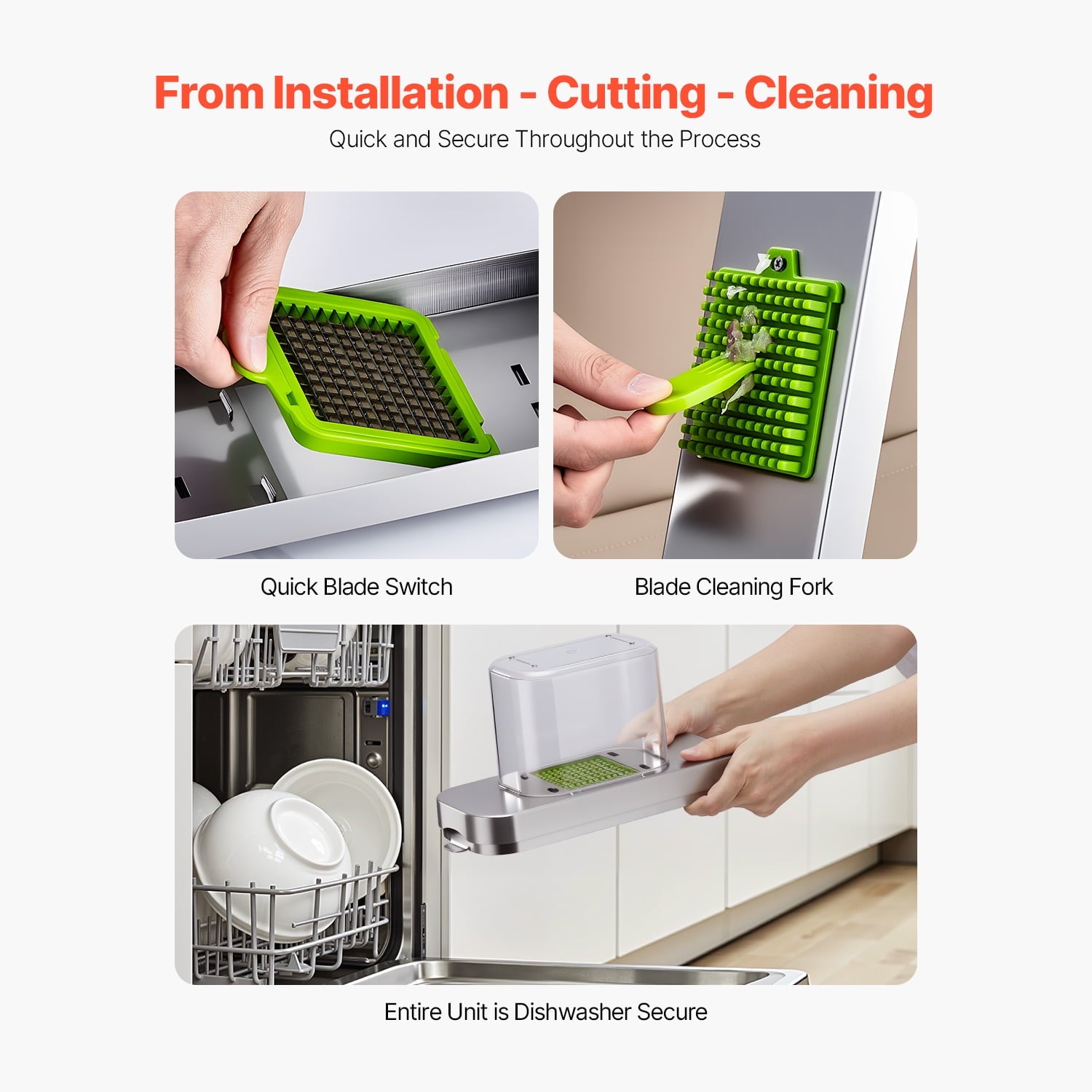 with 3 Stainless Steel Blades, Food Cutter and Onion Slicer with Container, Kitchen Tools for Salad and Potato Prepar... - Image 3