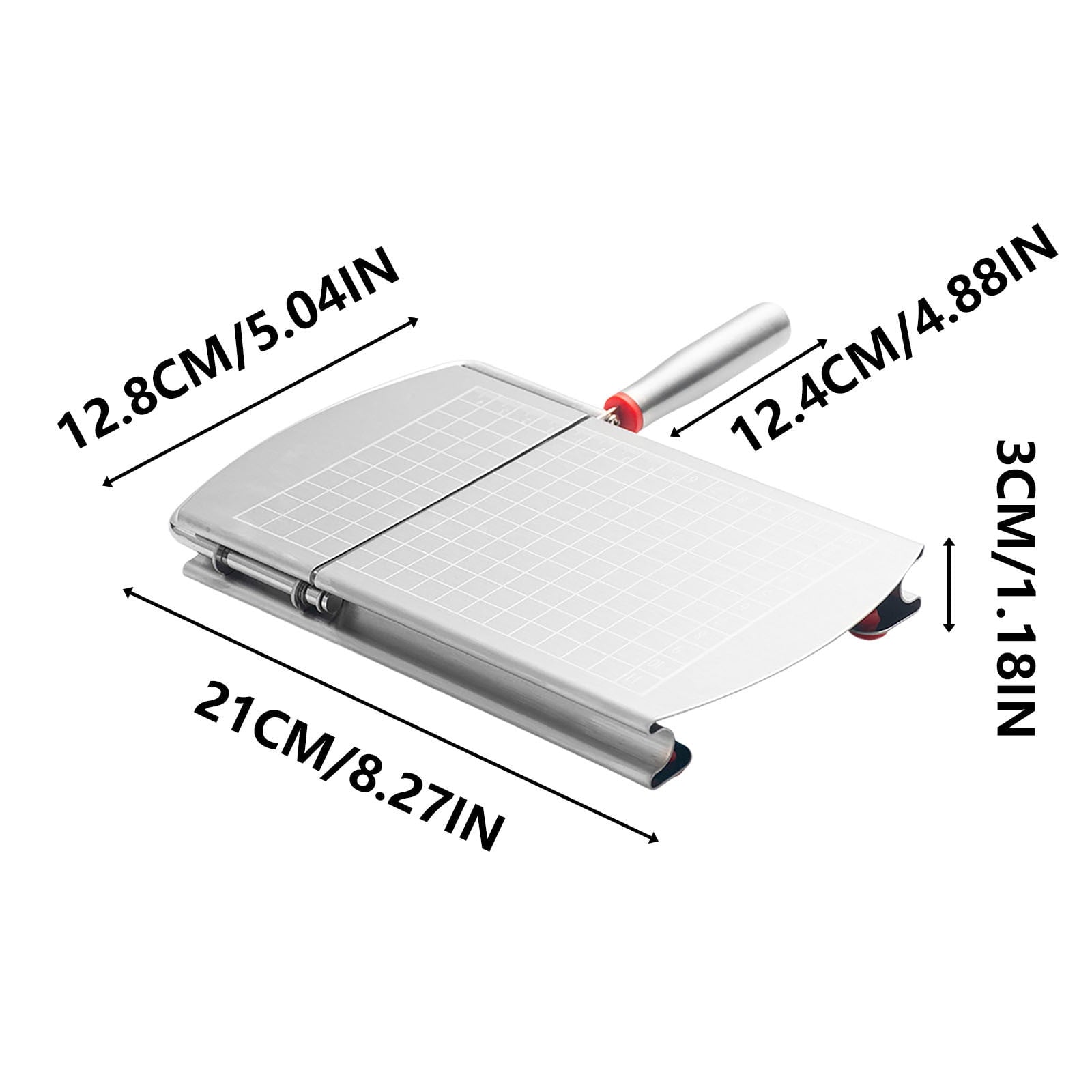 Stainless Steel Food Slicer with Scale | Cheese & Vegetable Chipper | Sausage & Cake Cutter | Handle | Non-Slip Base ... - Image 3