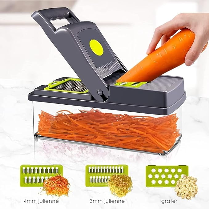 15-in-1 Multipurpose Vegetable Chopper, Cutter, Mandoline Slicer & Dicer with 8 Steel Blades - Fruit Vegetable Chopper with 1.2L Tray, Anti- - Image 4