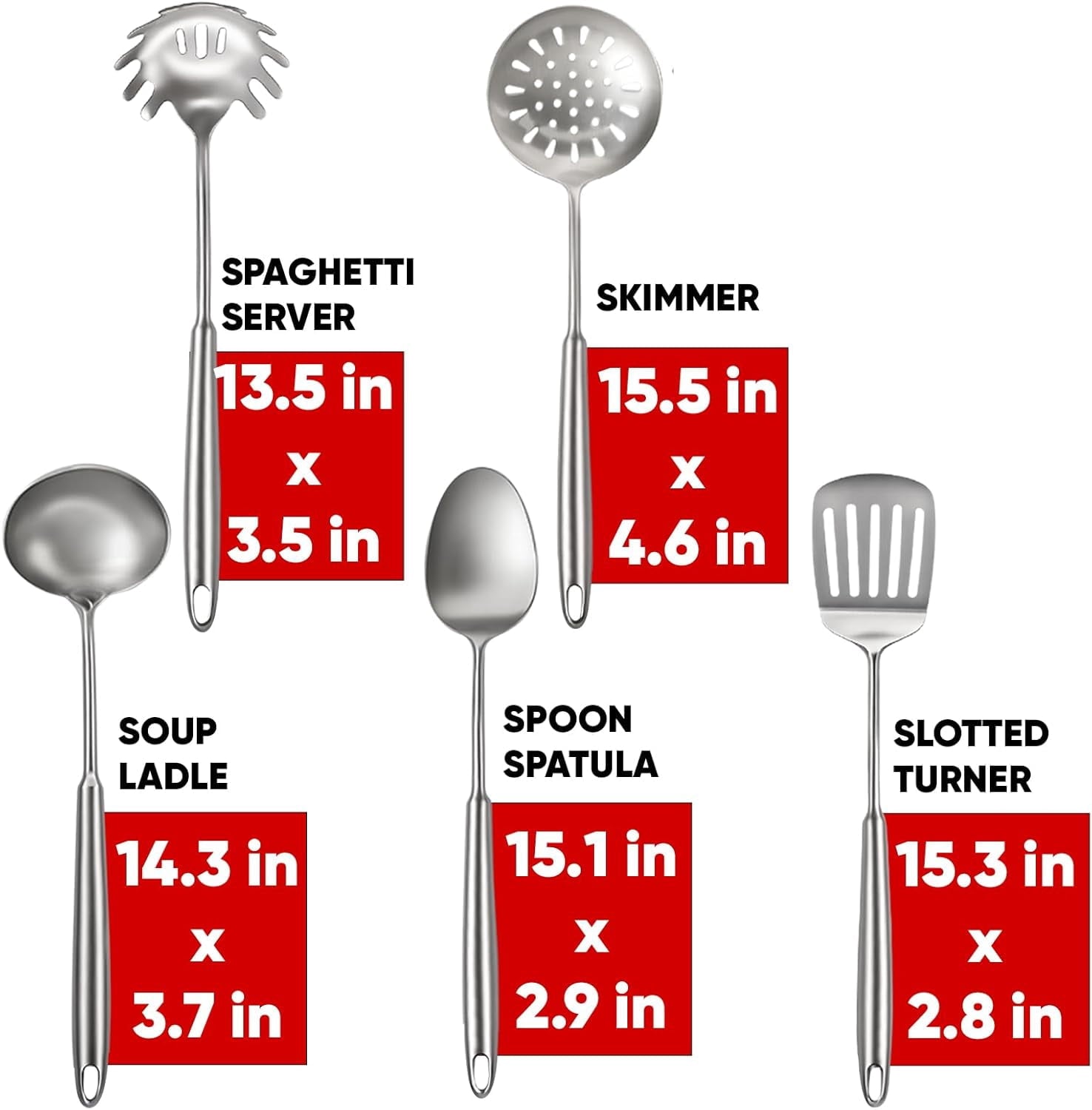6 Pcs Cooking Utensils Set Stainless Steel Kitchen Tools - Image 3