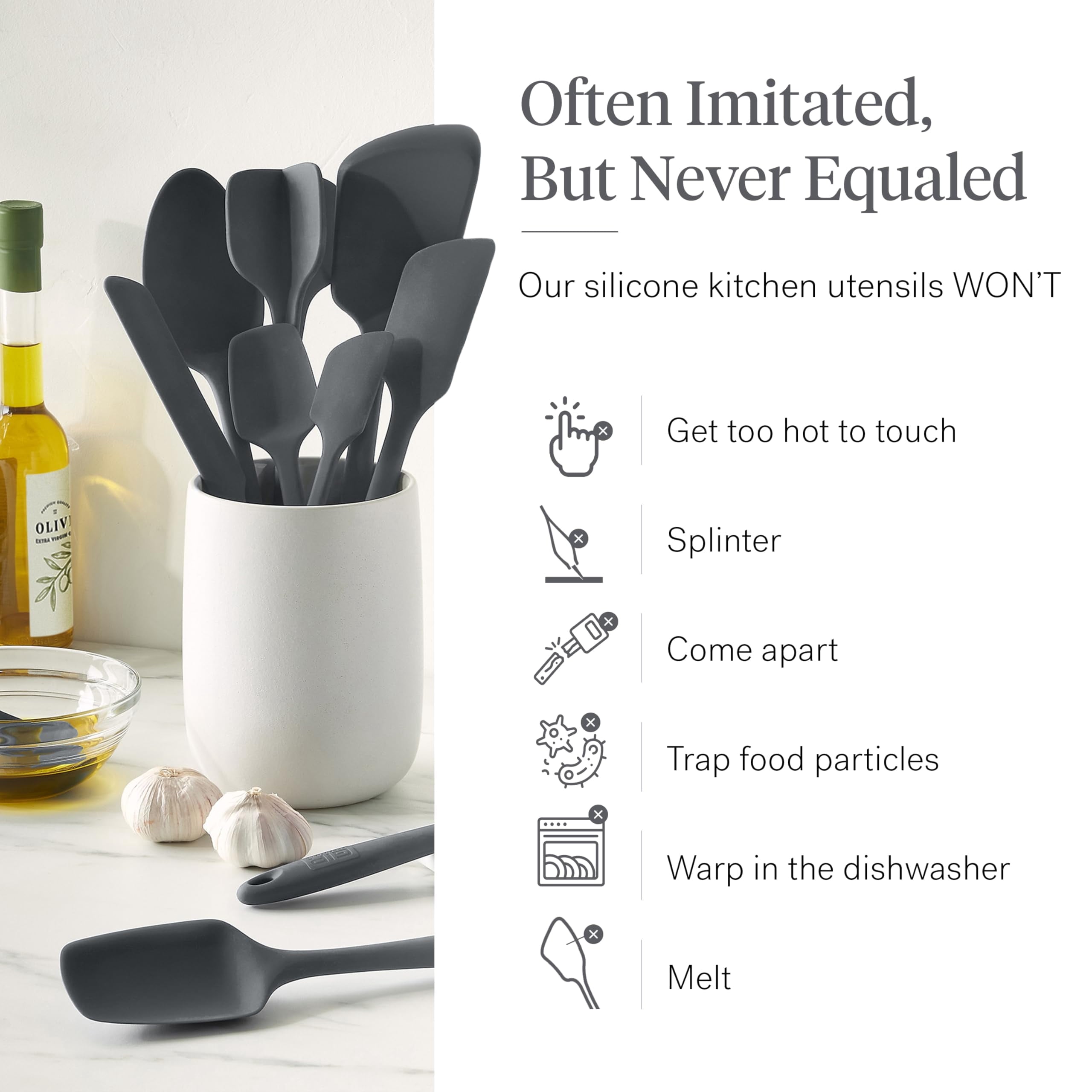 GIR Get It Right 10 Piece Essentials Silicone Cooking Utensils Set Nonstick 425°F Heat Resistant Kitchen Utensils Set for Cooking and Baking - Image 3
