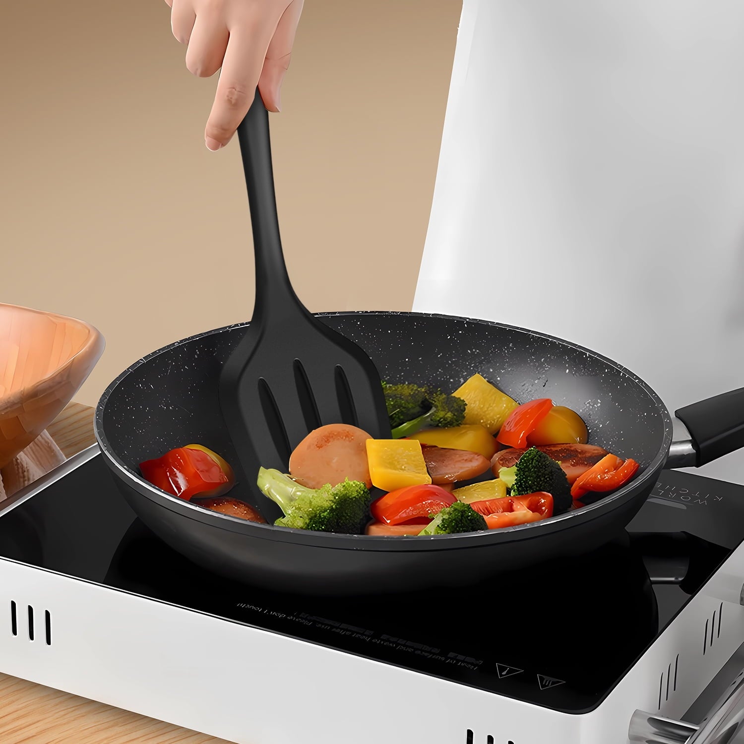 Black Silicone Cooking Utensils Set - 446°F Heat Resistant Kitchen Utensils,Turner Tongs,Spatula,Spoon,Brush,Whisk,Kitchen Utensil Gadgets T - Image 2