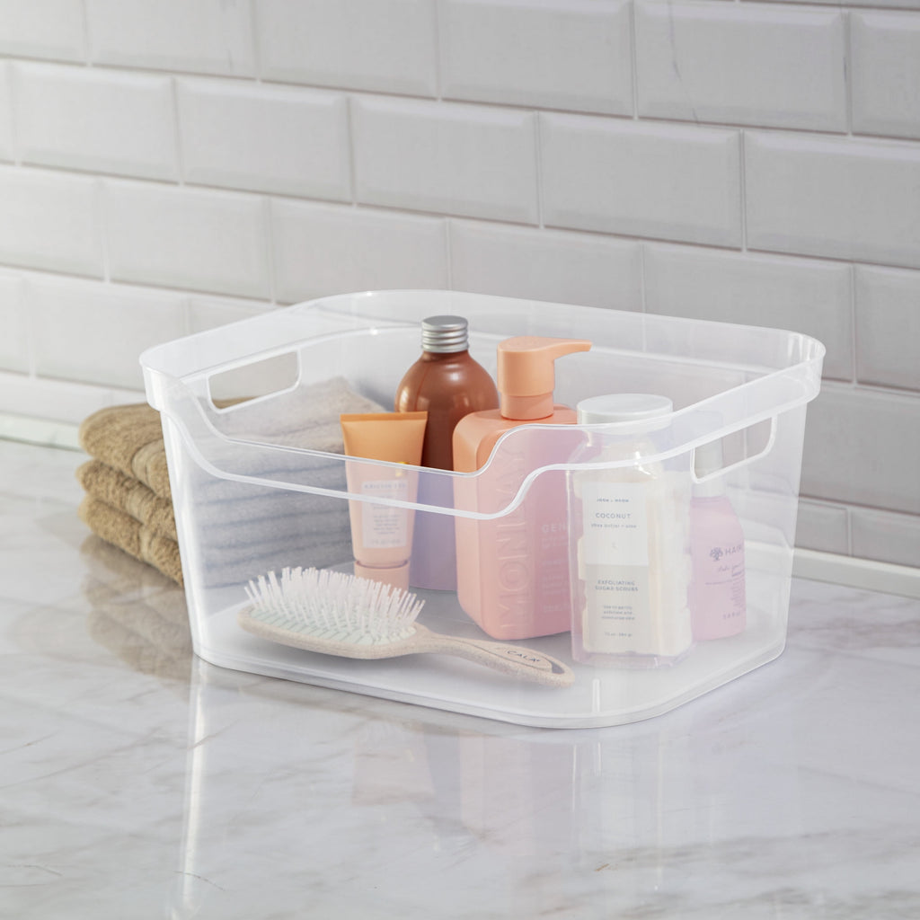 Large Open Bin, Clear Plastic, Easy Access Bin with Scoop Front, Clear - Image 6