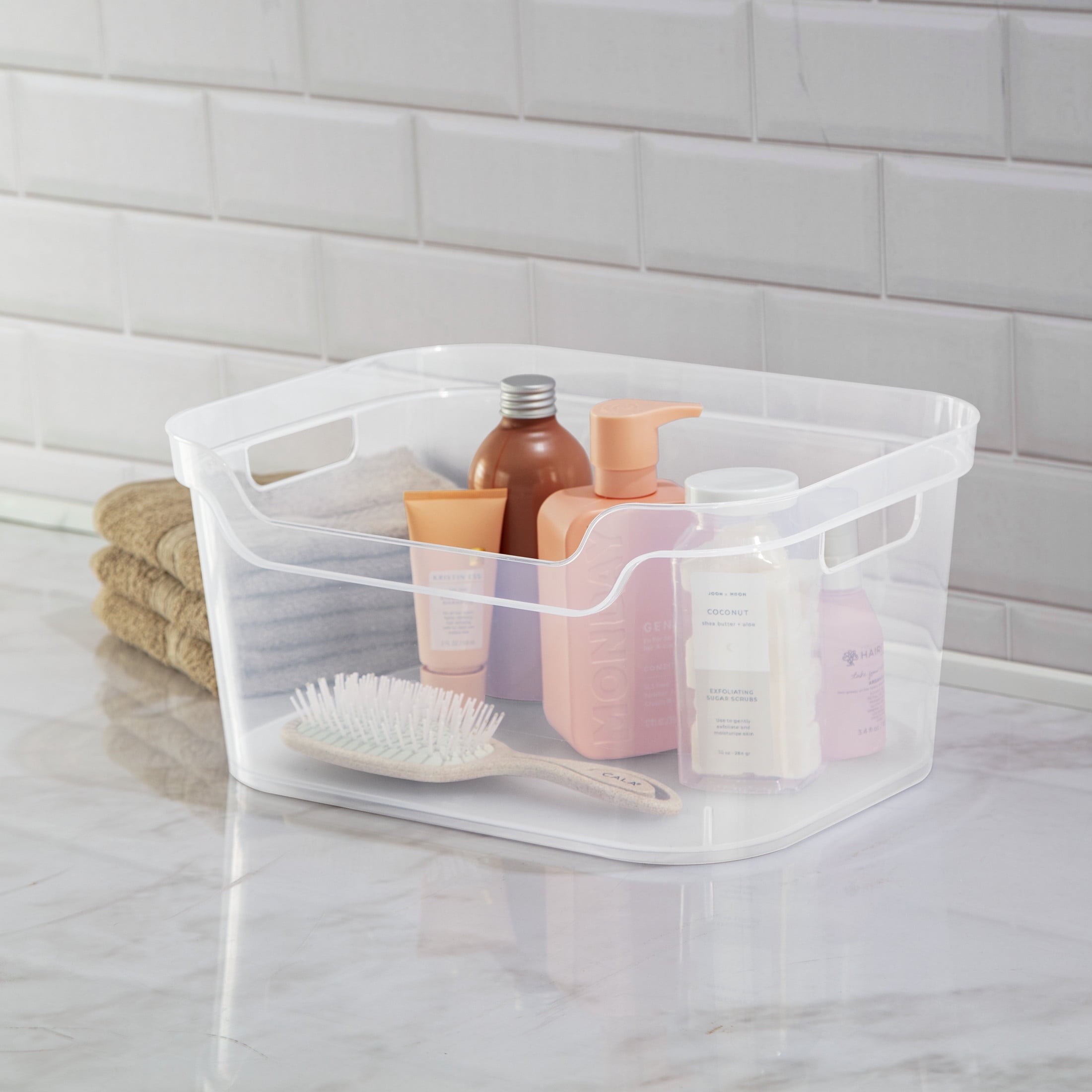 Large Open Bin, Clear Plastic, Easy Access Bin with Scoop Front, Clear - Image 6
