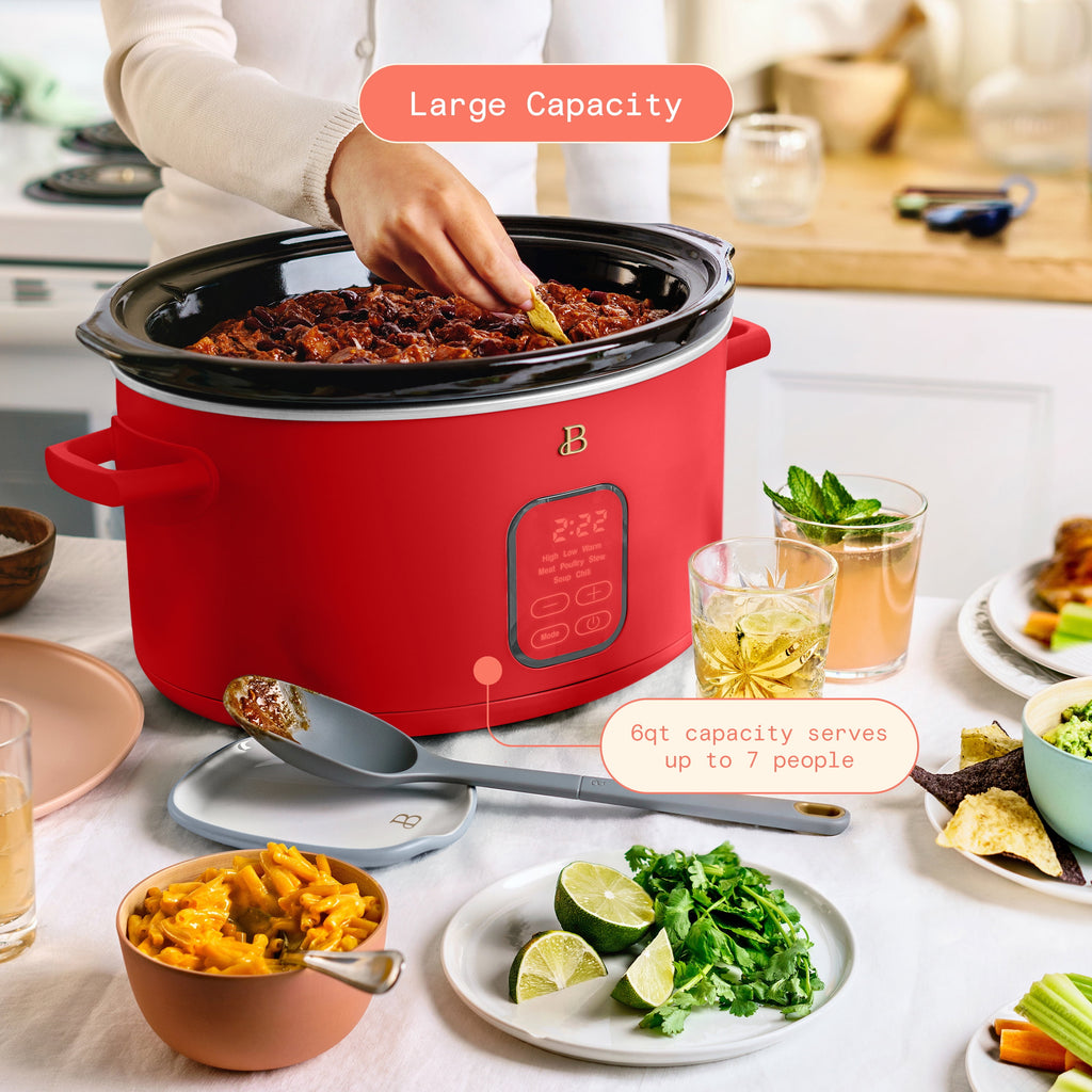 6 Qt Programmable Slow Cooker, Tomato Red - Image 4