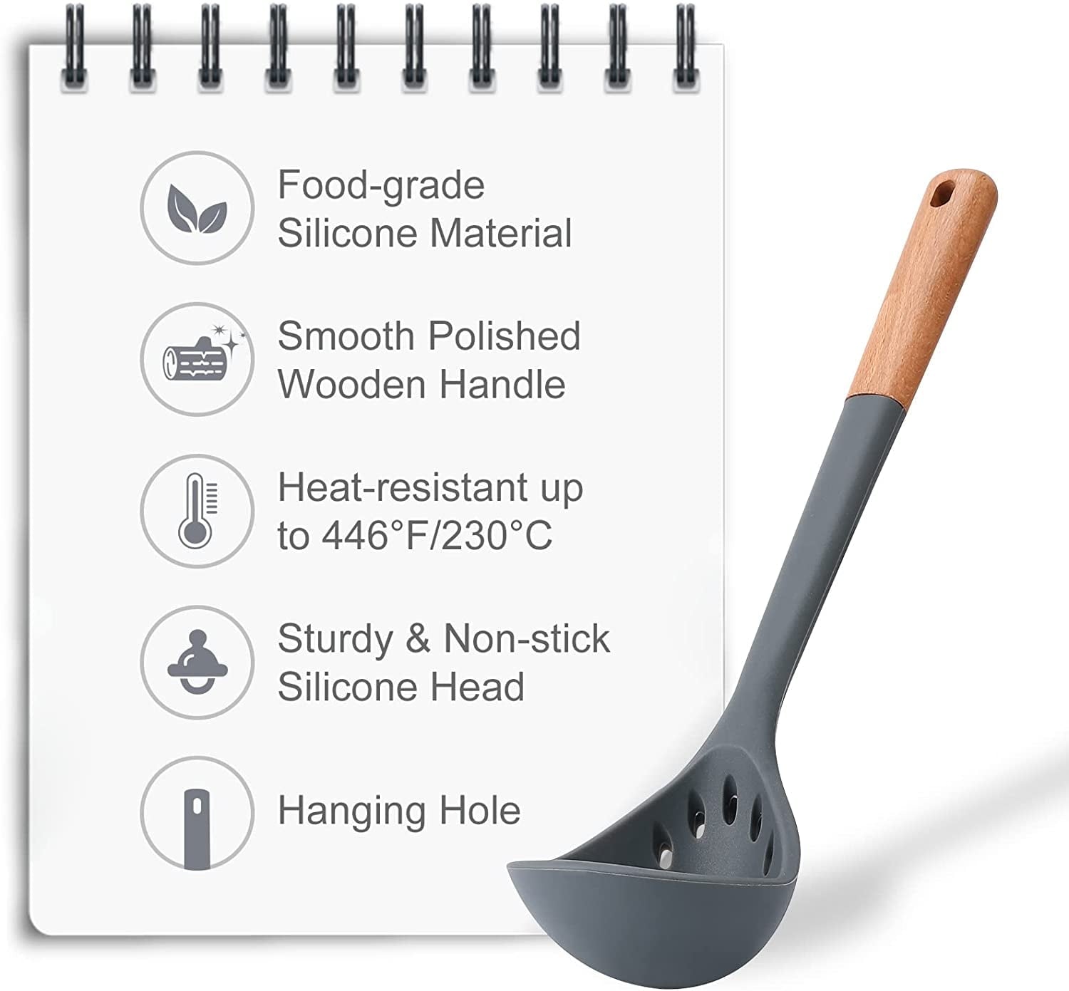 35Pcs Puricon Chef Kitchen Cooking Utensils Set, Non-Stick Silicone Cooking Kitchen Utensils Spatula Set with Holder, Wooden Handle Silicone - Image 4