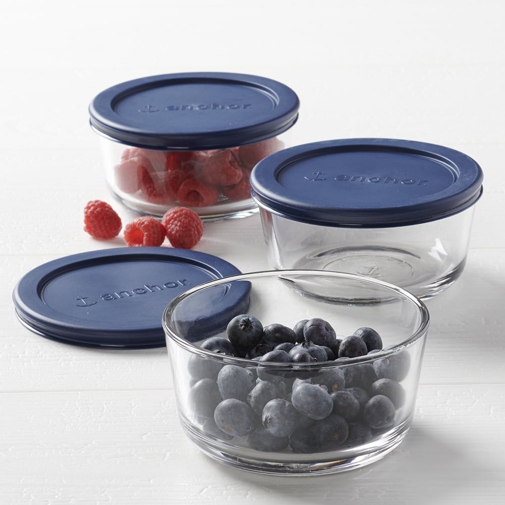Anchor Hocking Glass Food Storage Containers with Lids, 2 Cup Round, Set of 3 - Image 3