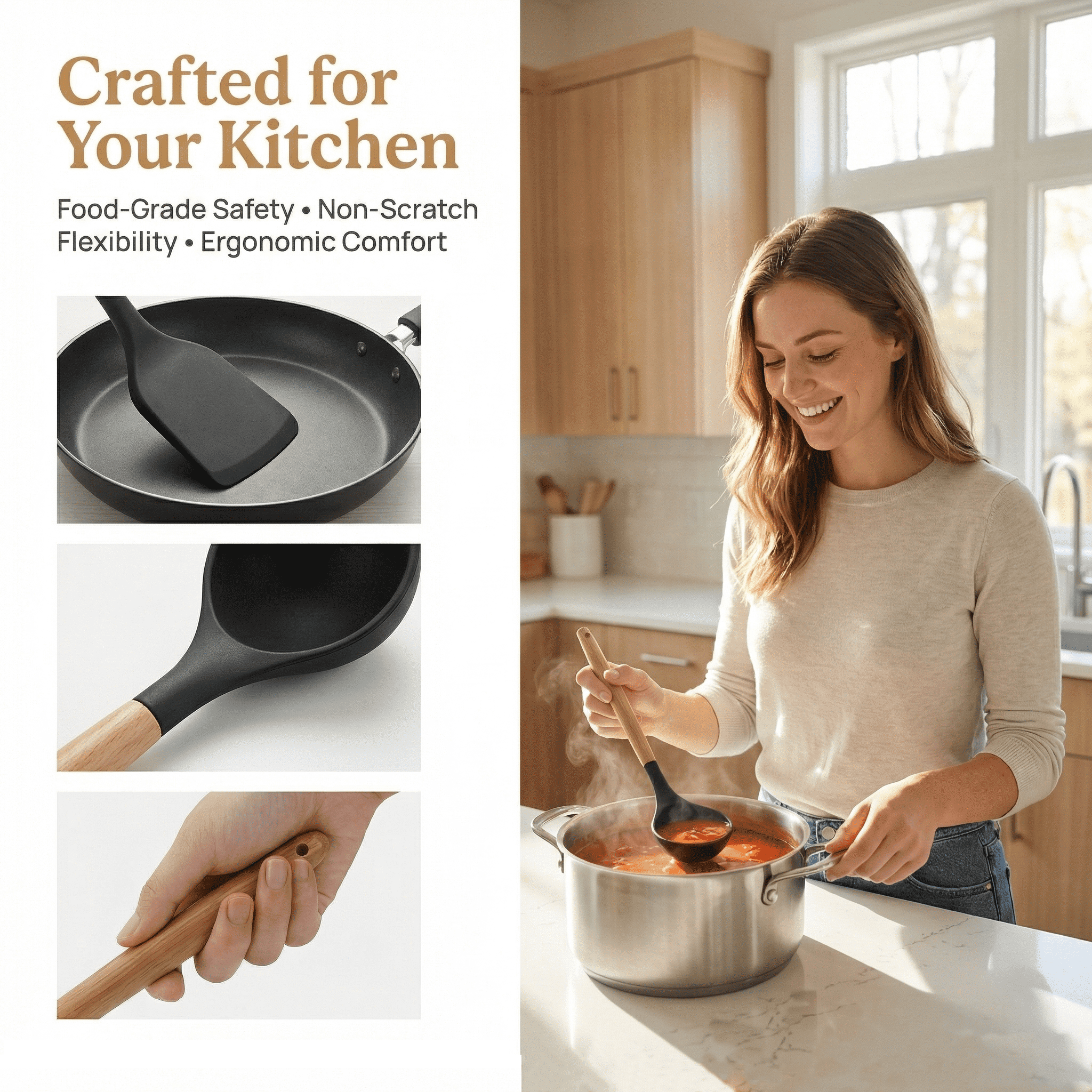 Silicone Cooking Utensils Set - 12 Pcs Silicone Kitchen Utensils for Non-Stick Cookware, 446F Heat Resistant, BPA Fre... - Image 4