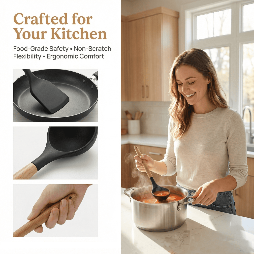 Silicone Cooking Utensils Set - 12 Pcs Silicone Kitchen Utensils for Non-Stick Cookware, 446F Heat Resistant, BPA Fre... - Image 4