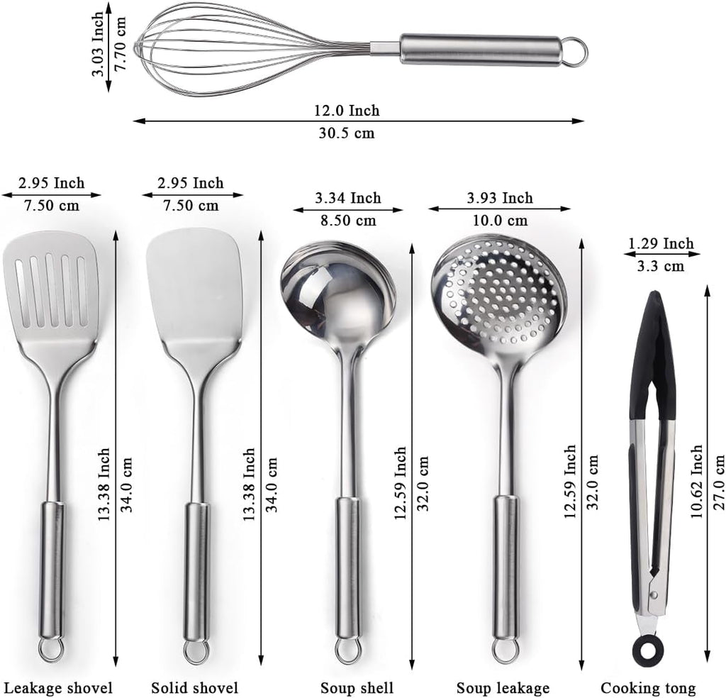 Stainless Steel Cooking Utensils Set 4 Pieces, Kitchen Tools Set Include Metal Spatula Set, Kitchen Skimmer, Soup Lad... - Image 3