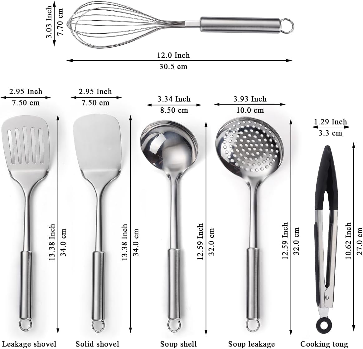Stainless Steel Cooking Utensils Set 4 Pieces, Kitchen Tools Set Include Metal Spatula Set, Kitchen Skimmer, Soup Lad... - Image 3
