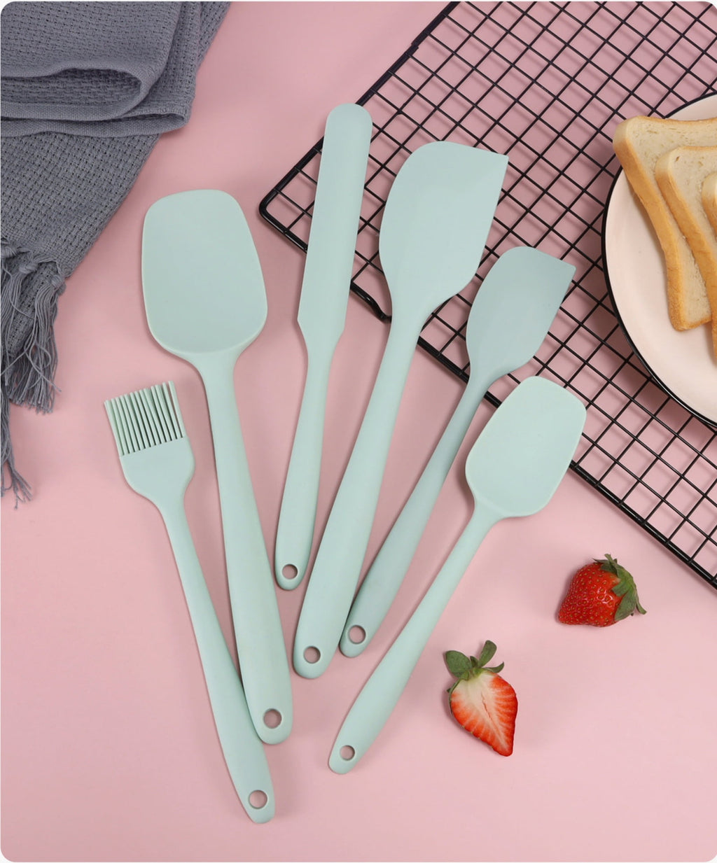 6-Piece Silicone Spatula Set Food Grade Silicone Spatulas, Heat Resistant Kitchen Utensil Kit , Seamless One Piece Design, Kitchen Utensils - Image 3
