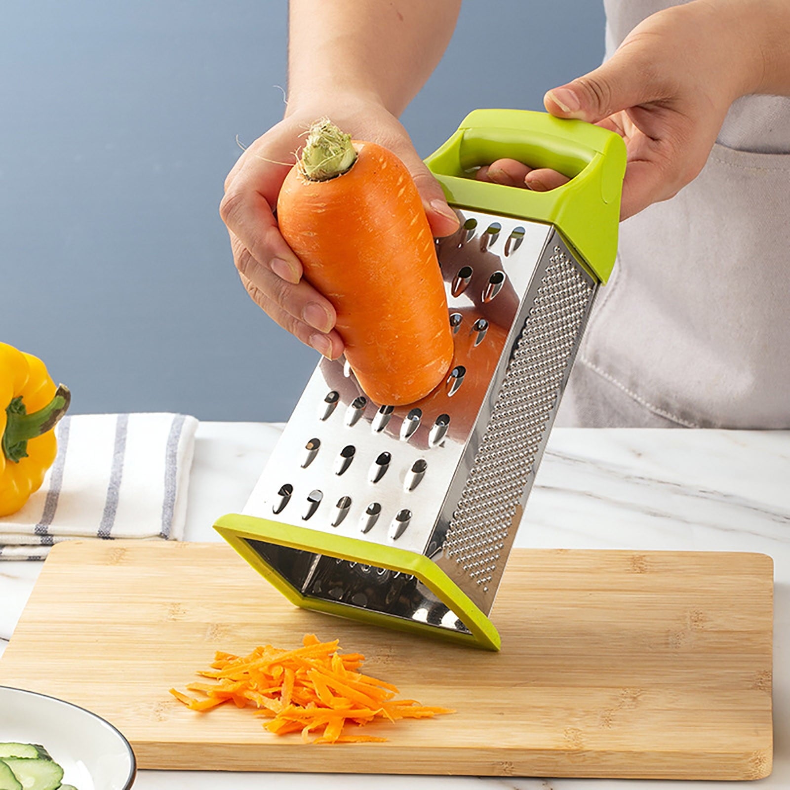 8 Inch Four Sided Vertical Stainless Steel Fruit and Vegetable Shredder Tool, Kitchen Slicer Chopper Grater Cutter fo... - Image 4