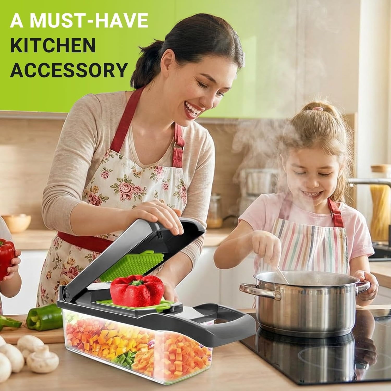 16-in-1 Vegetable Chopper - Pro Onion Chopper with 8 Blades, Veggie Slicer Dicer Cutter for Potato, Carrot & Garlic, ... - Image 3