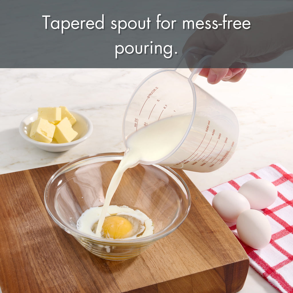 3-Piece Tapered Spout Nesting Plastic Measuring Cups Set, Clear - Image 4
