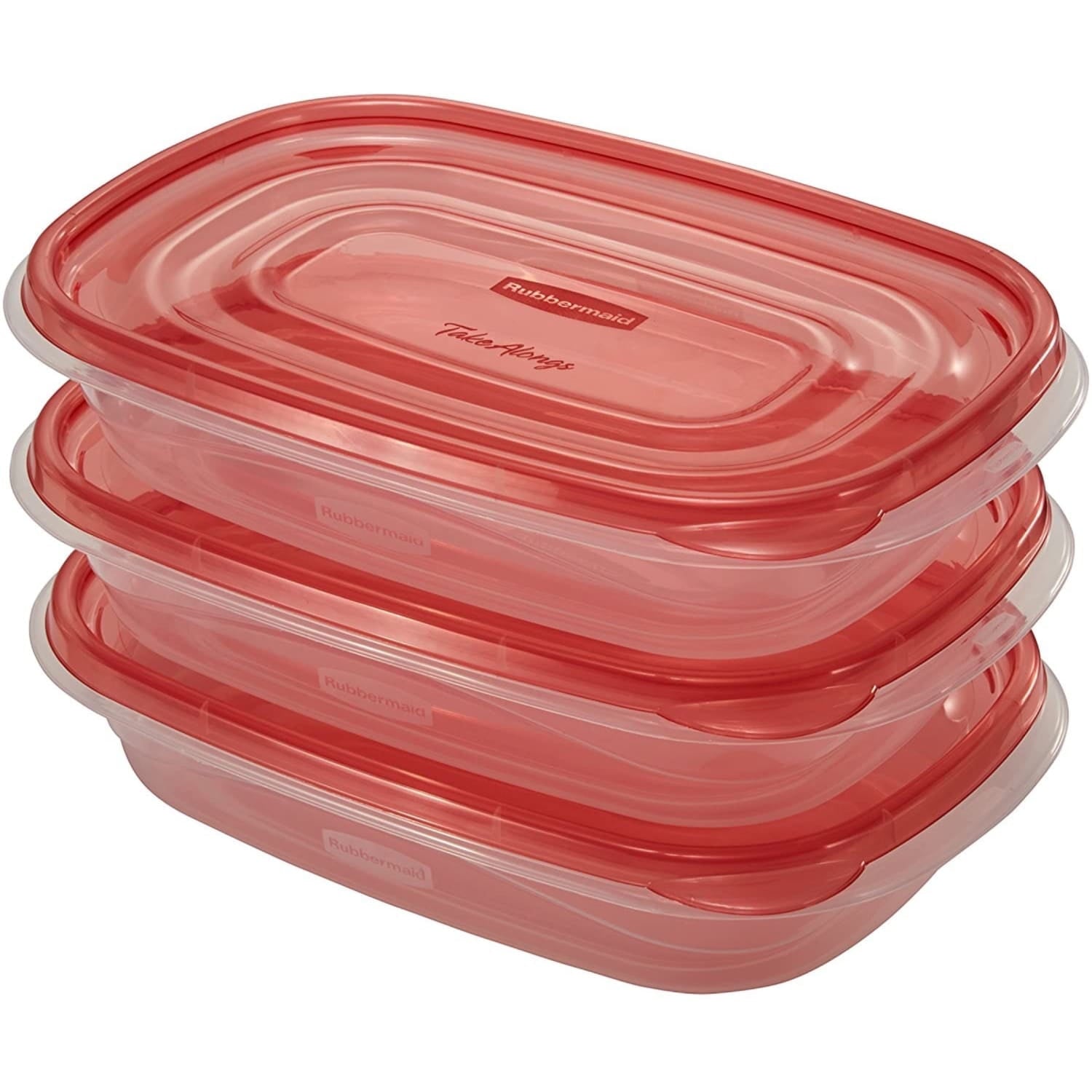 TakeAlongs 4.0-Cup Rectangle Food Storage Containers, Ruby Red, 3 pack - Image 2