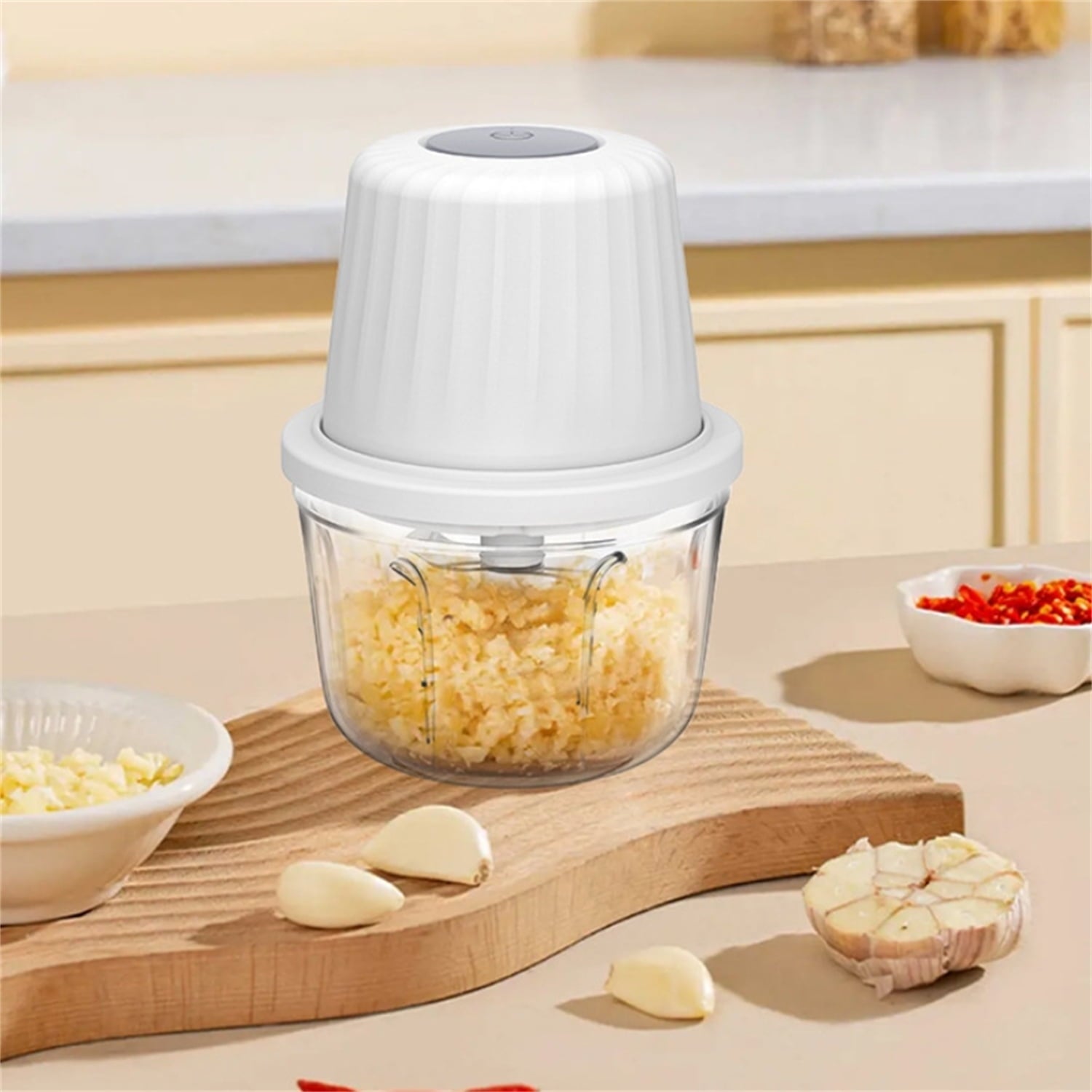 Electric Garlic Chopper, Large Capacity Onion Chopper with 6 Blades & Separation Partition, Mini Portable Kitchen Cho... - Image 5