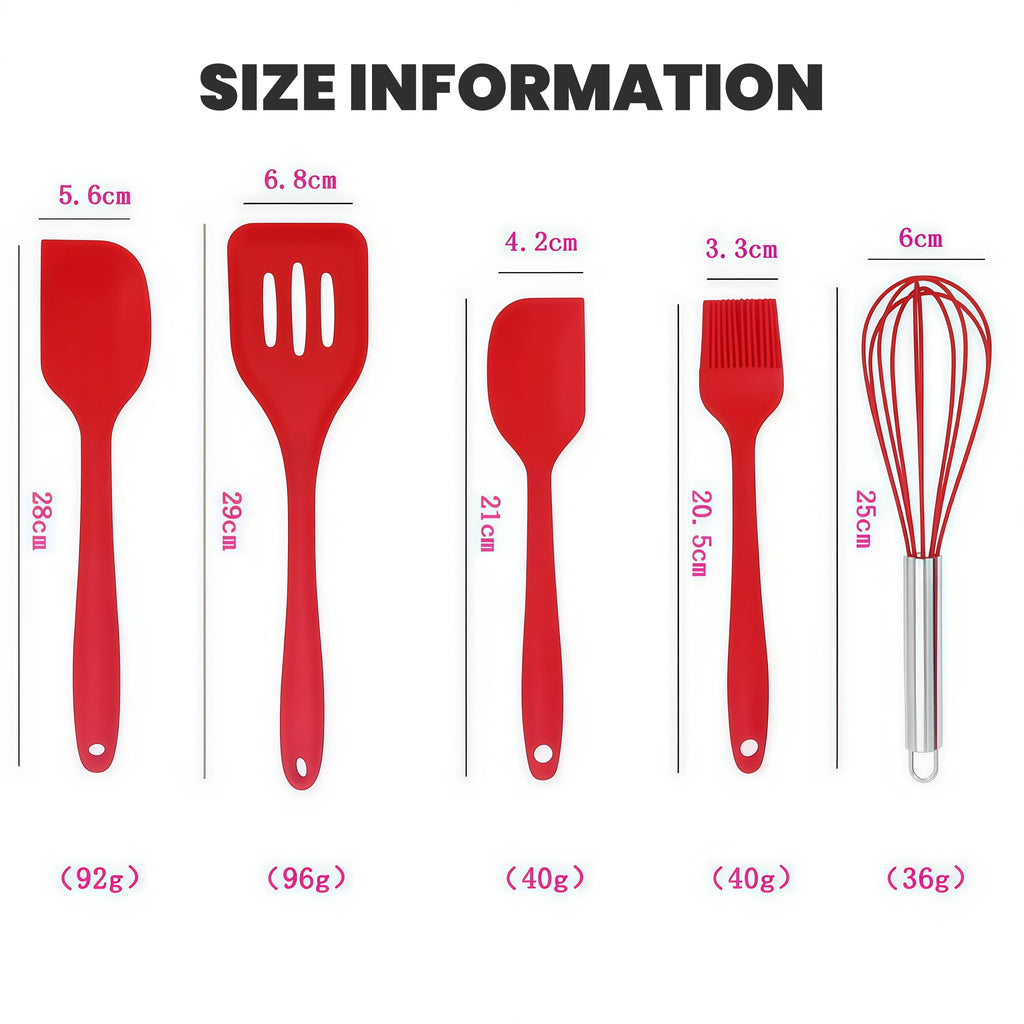 5 Piece Kitchen Utensil Set Silicone Baking Tools Kitchenware Essential - Image 2