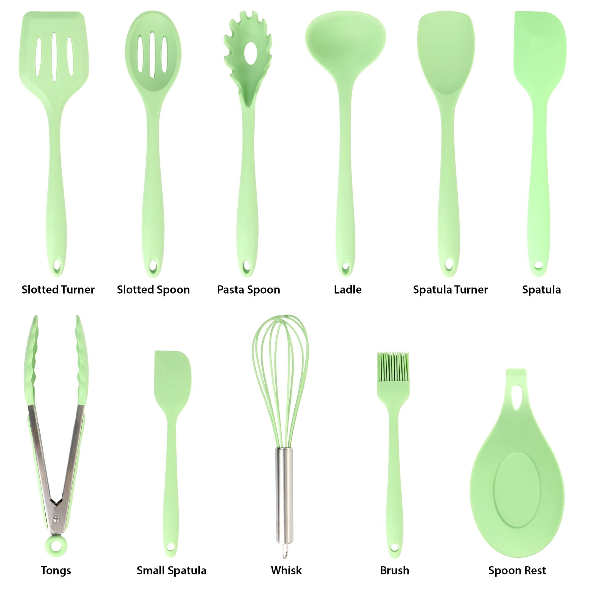 Mint Green 12 Piece Silicone Cooking Utensils - Image 3