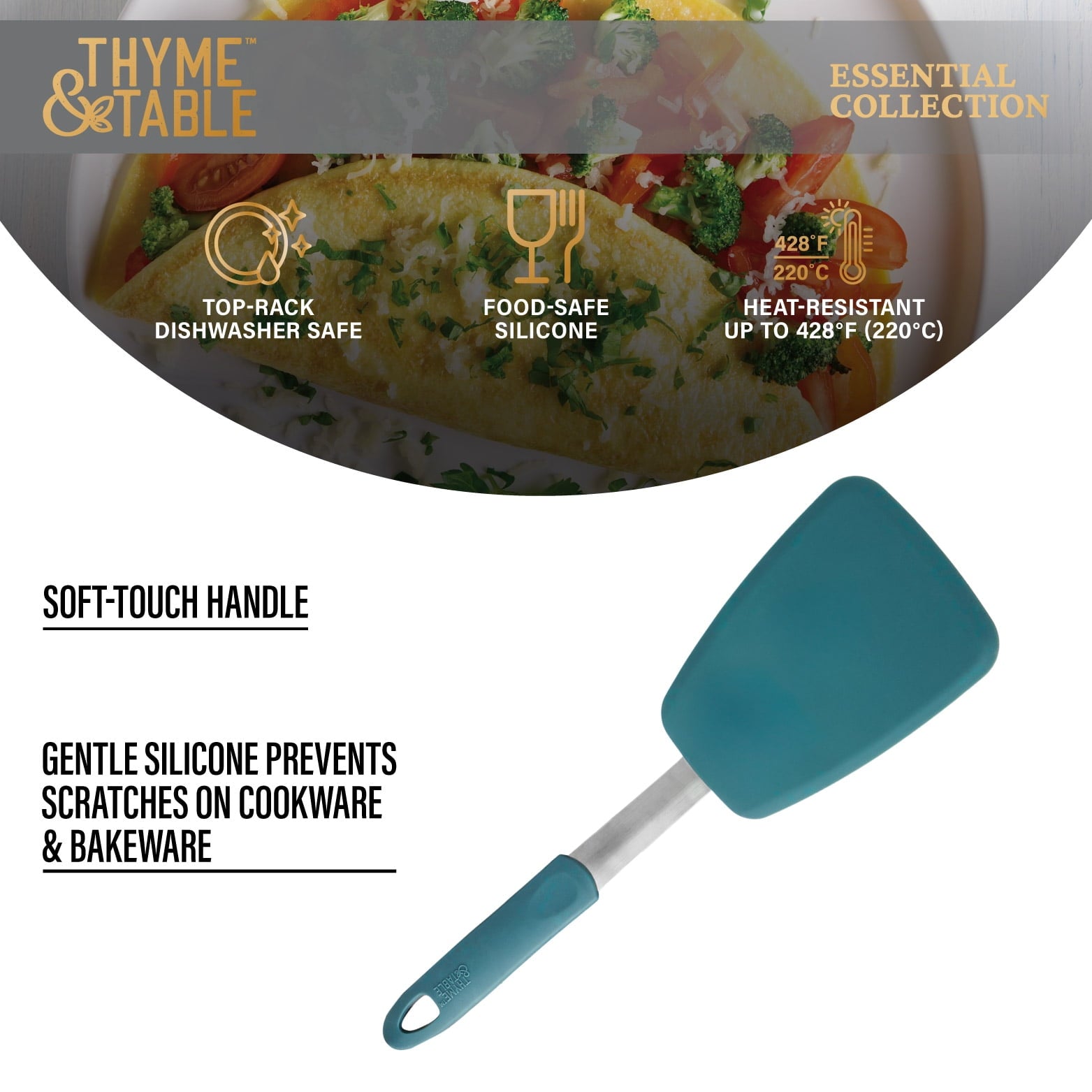 Thyme & Table Food-Safe Silicone Large Turner, Green - Image 4