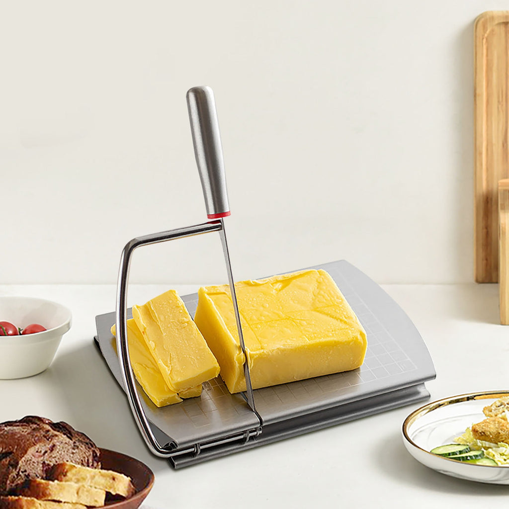 Stainless Steel Food Slicer with Scale | Cheese & Vegetable Chipper | Sausage & Cake Cutter | Handle | Non-Slip Base ... - Image 6