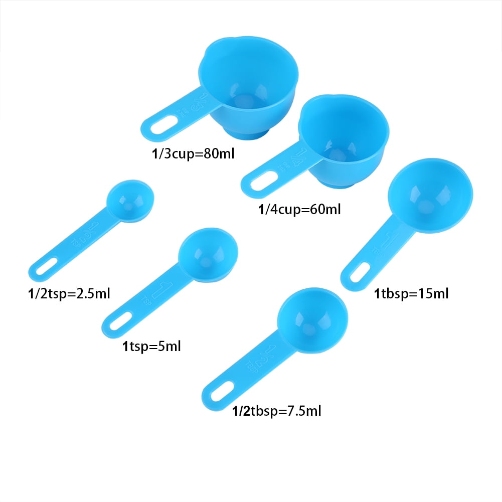 Plastic Measuring Cup Spoons Set, 7Pcs Kitchen Measuring Cups + Spoons Measure Water Liquid Tea Coffee Measuring Tool... - Image 3