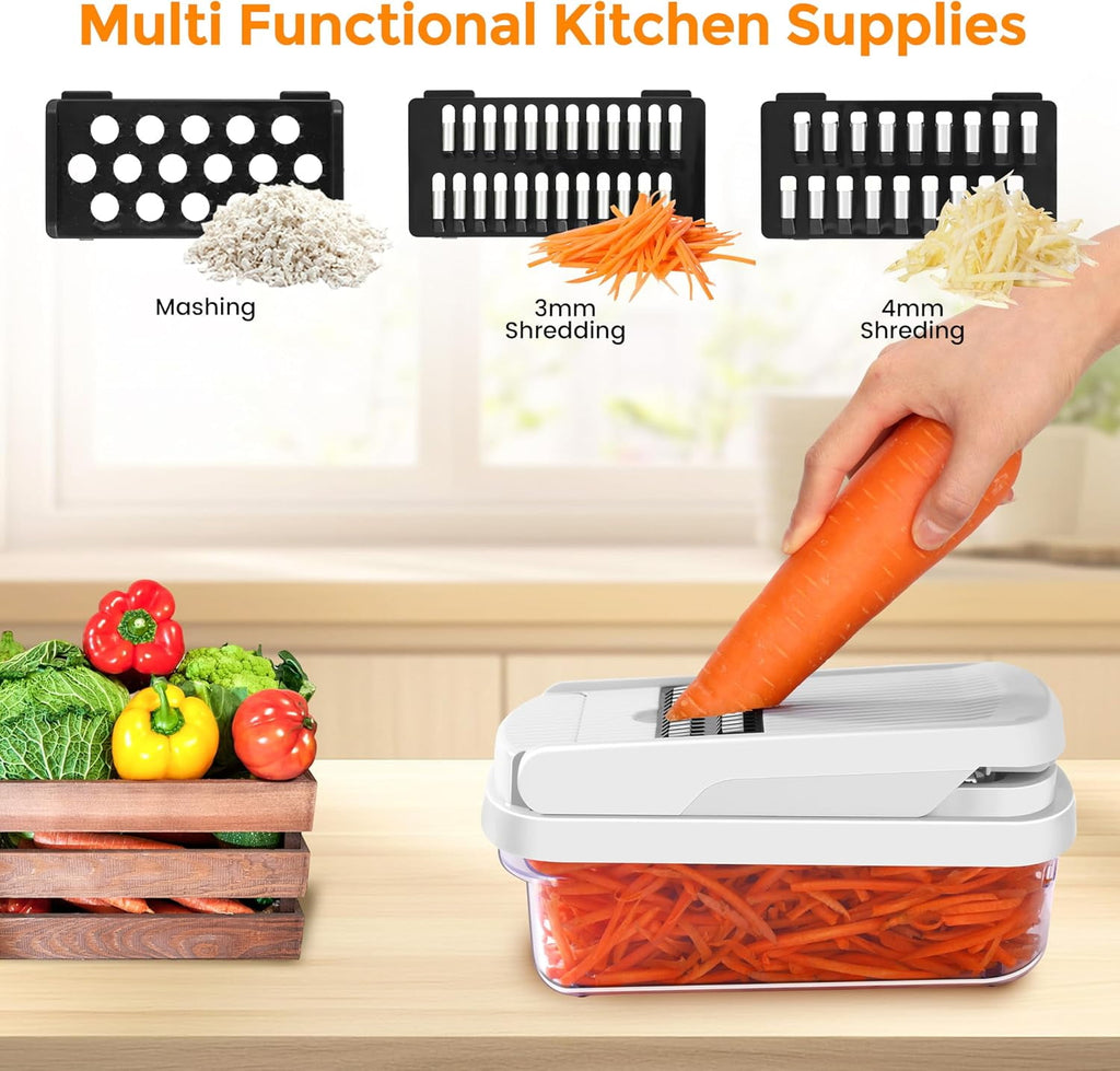 Professional 12-in-1 Vegetable Chopper with 7 Stainless Steel Blades - Multifunctional Food Chopper for Dicing/Slicing Carrots, Potatoes, On - Image 4