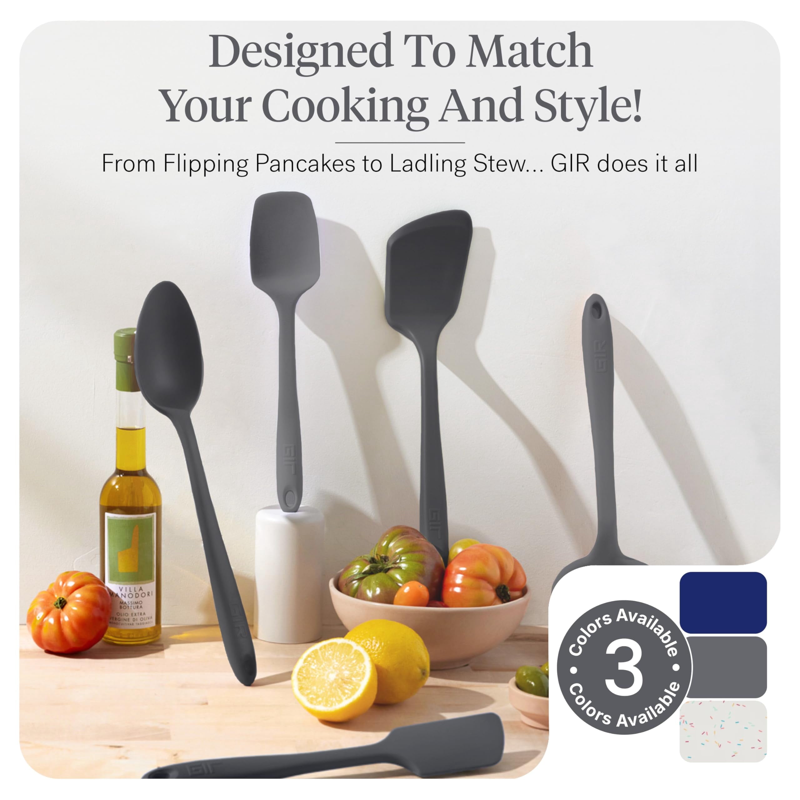 GIR Get It Right 10 Piece Essentials Silicone Cooking Utensils Set Nonstick 425°F Heat Resistant Kitchen Utensils Set for Cooking and Baking - Image 2
