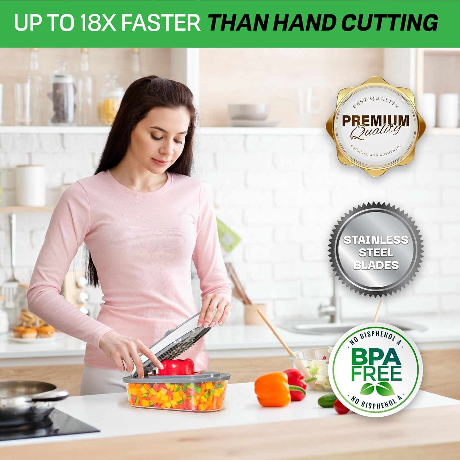 Chopzilla Mandoline Slicer Vegetable Chopper Cheese Grater Kitchen Food Dicer Veggie Potato Cutter 4 Blades Gray - Image 6