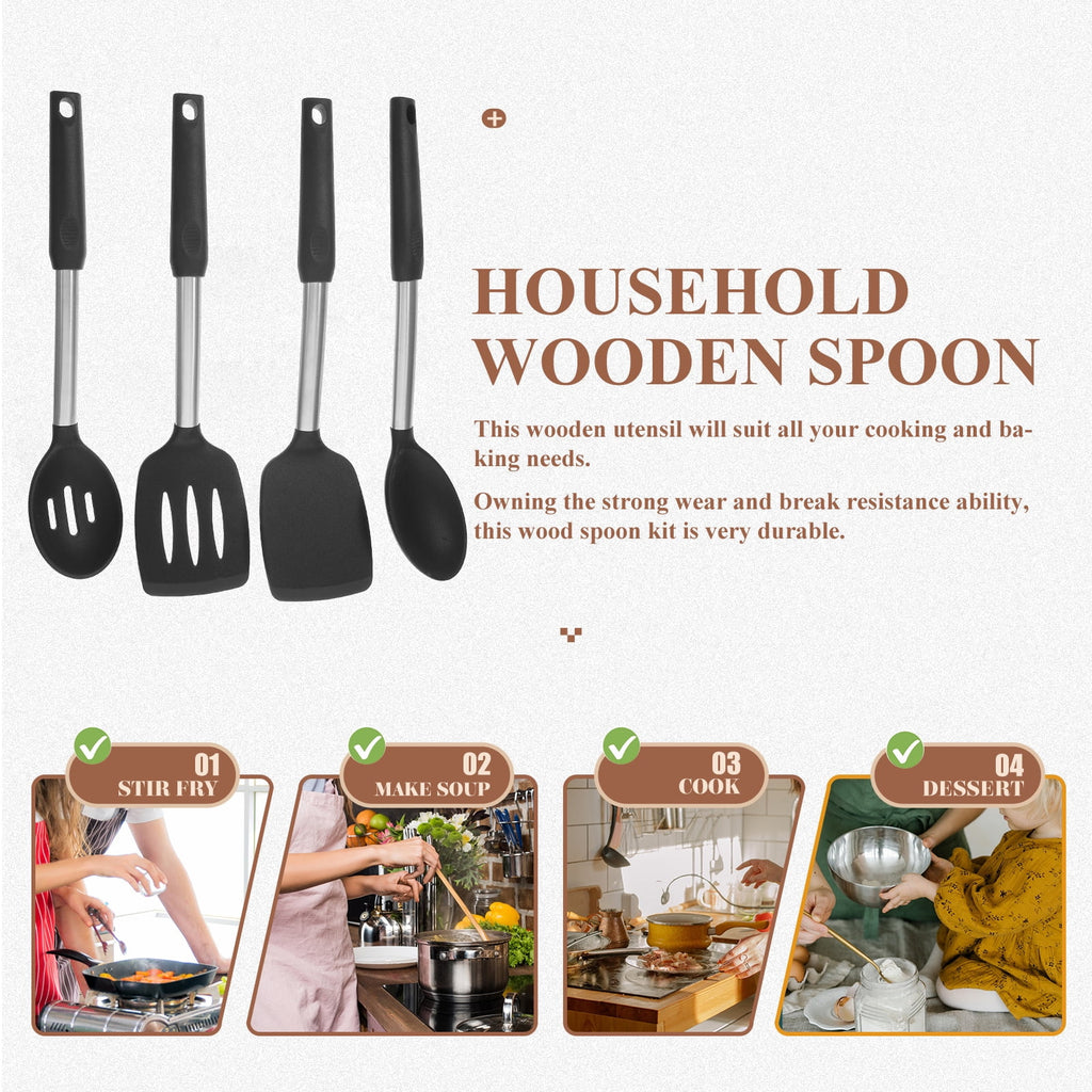 yuehuaidai 1 Set of Silicone Utensil Set Silicone Kitchen Utensils Set Silicone Cooking Utensils Kitchen Utensils Set - Image 5