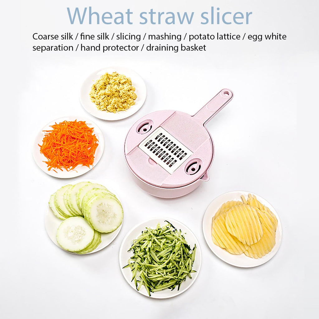 Stainless Steel Vegetable Slicer Shredder Grater Multi-Function Kitchen Tool with Hand Guard Strainer Basket for Pota... - Image 4