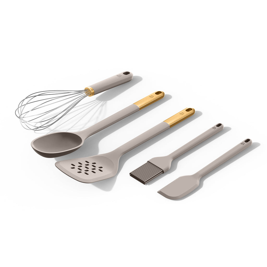 Beautiful 5-Piece Kitchen Tool Set, Porcini Taupe by Drew Barrymore - Image 5