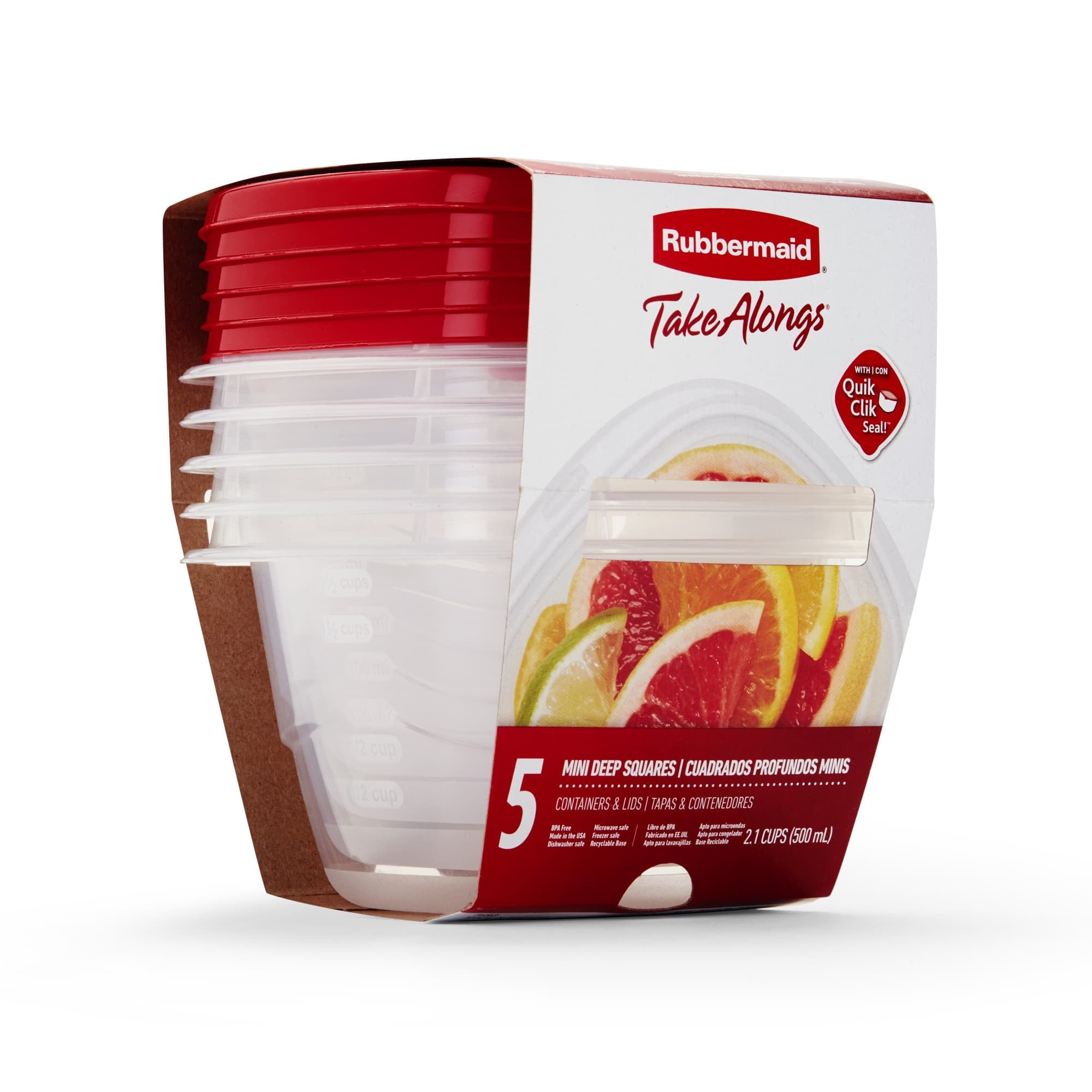 2.1 cups Clear Food Storage Container 5 pk - Image 3