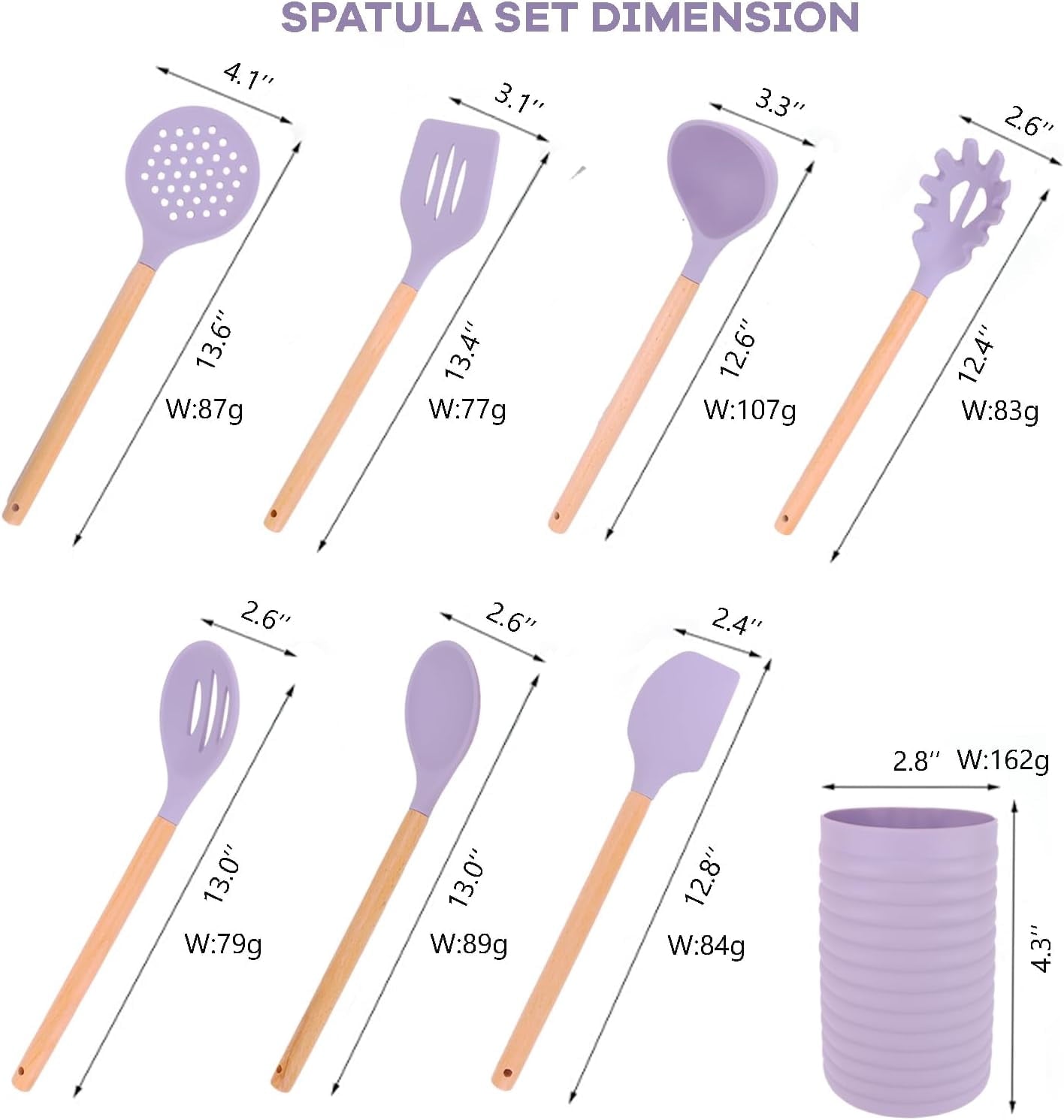 Silicone Cooking Utensils Set, Colorful 8 Pieces Kitchen Utensil Kits with Holder, Flexible Heat Resistant Cooking Tools Set for Nonstick Co - Image 6