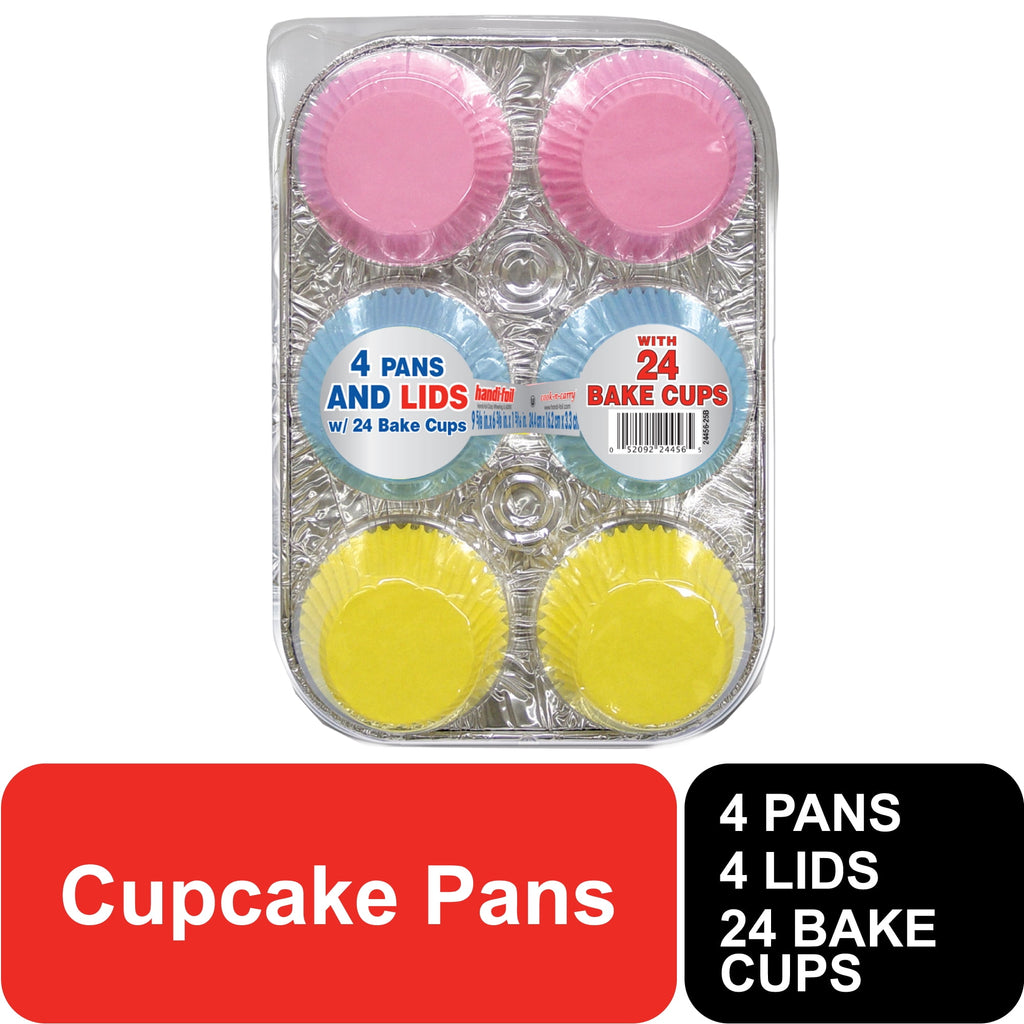 6 Cup Aluminum Muffin Pan with Liners and Lid (4 Pack) - Image 4