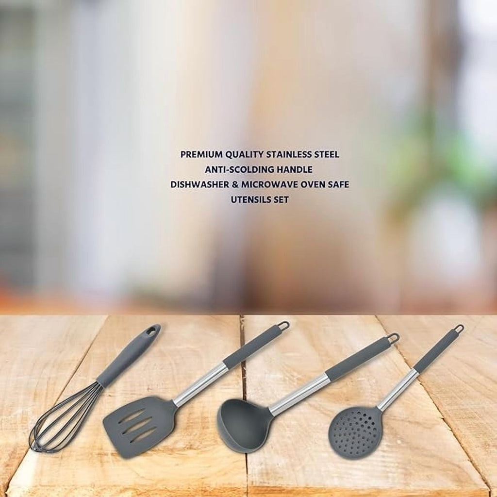 15 Pieces Silicone Kitchen Utensil Set with Holder | Non Slip Stainless Steel Cooking Tool |Spatulas, Spoon, Ladle, P... - Image 6