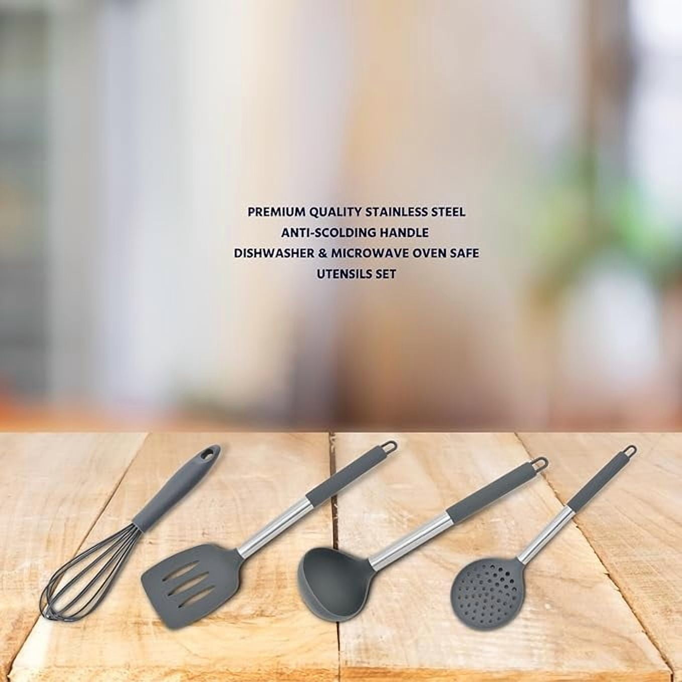 15 Pieces Silicone Kitchen Utensil Set with Holder | Non Slip Stainless Steel Cooking Tool |Spatulas, Spoon, Ladle, P... - Image 6