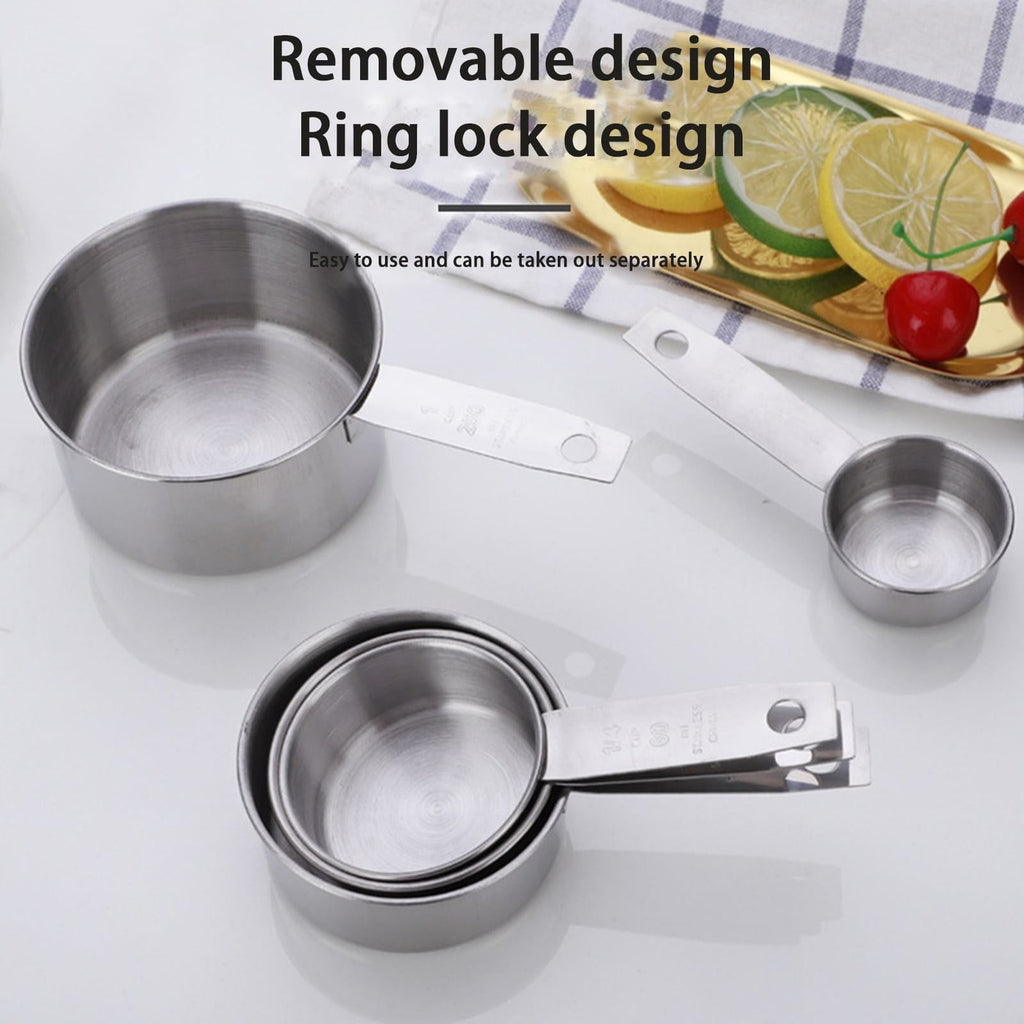 Cooking Pots and Pans Delaman Premium 5 Piece Stainless Measuring Cup Set Accurate Kitchen Cooking Tools For Precise ... - Image 4