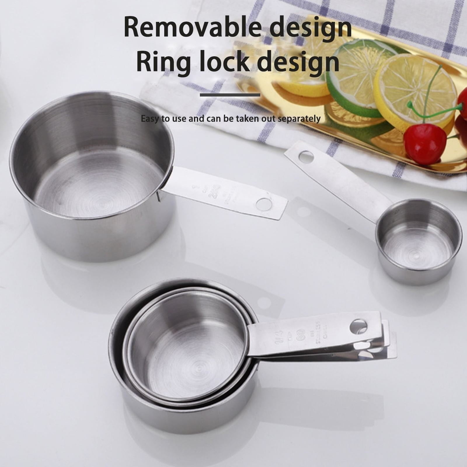 Cooking Pots and Pans Delaman Premium 5 Piece Stainless Measuring Cup Set Accurate Kitchen Cooking Tools For Precise ... - Image 4