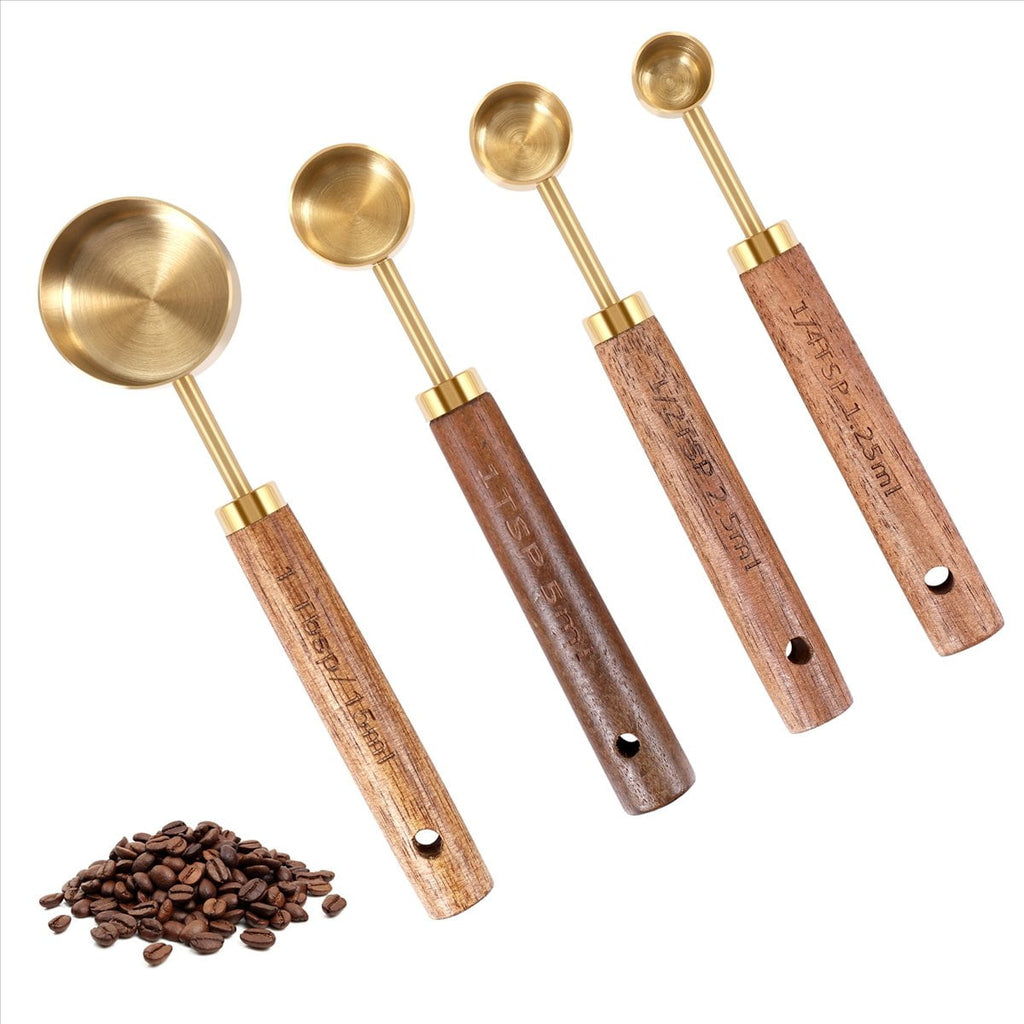 Set Wood Handle Stainless Steel Scoop Baking Tool Kit Kitchen Accessories 1 - Image 3