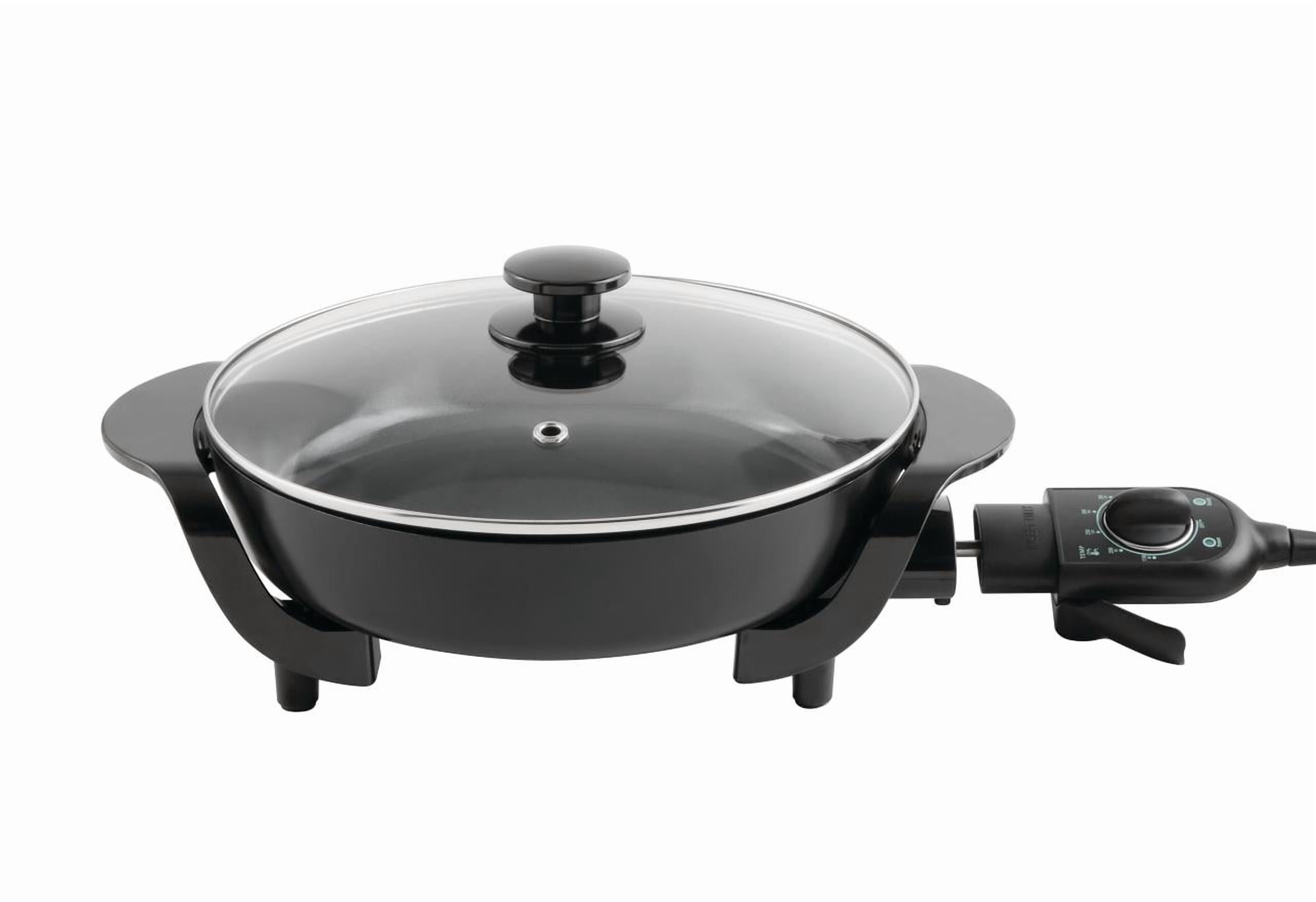 12" Round Ceramic Skillet, Black,Nonstick, 1200W, Removable Temp Control, Dishwasher Safe - Image 4