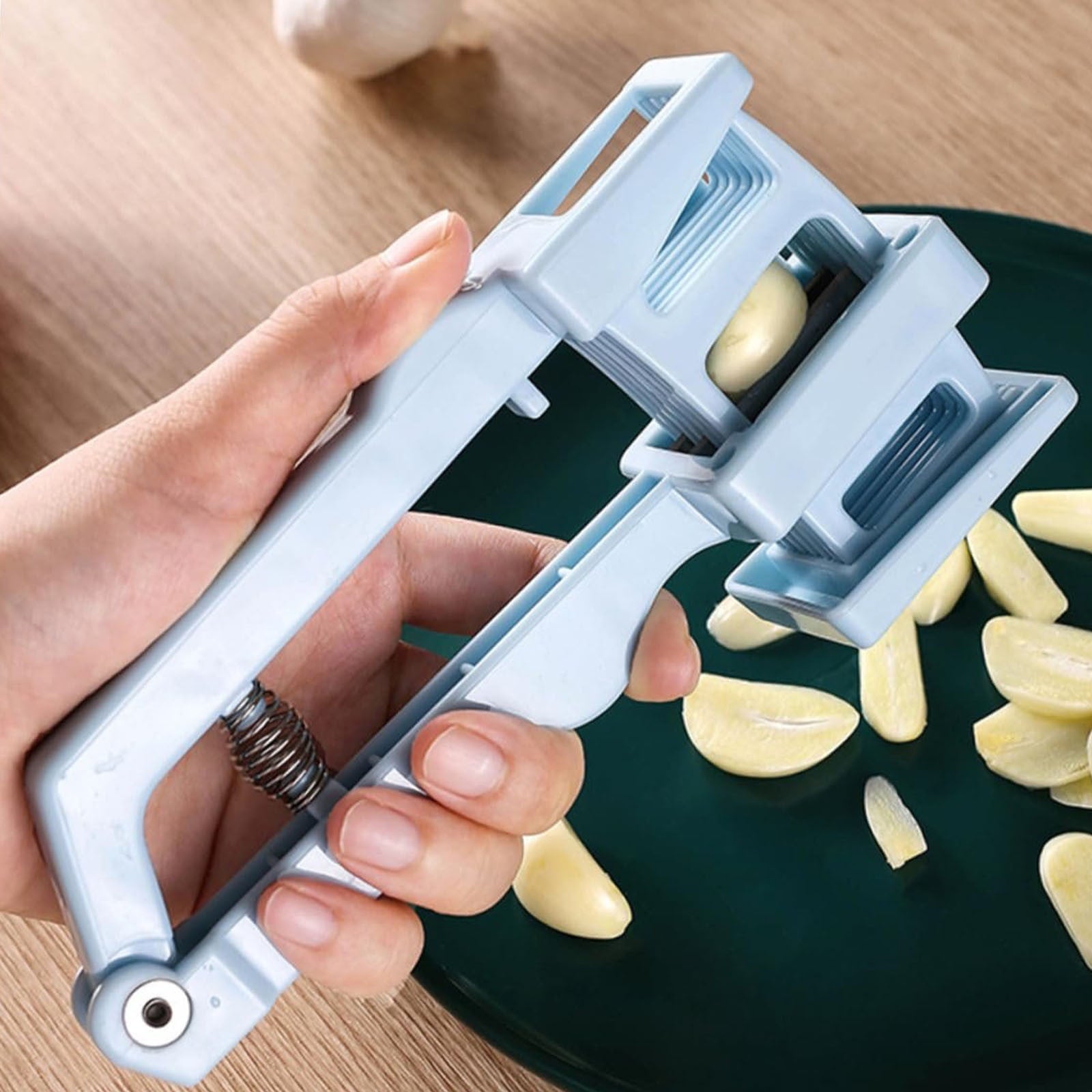 and Garlic Chopper, Manual Garlic Cutter, Garlic Press, Slicer, Kitchen Tool, Food Prep, Stainless Steel Blade, Easy ... - Image 5